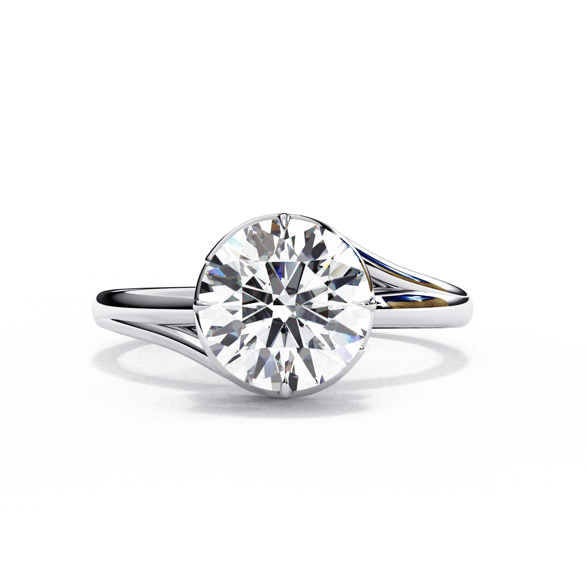 Seraphina — Round cut lab grown and natural diamond engagement ring — solitaire — 18k white gold and platinum — Carat House