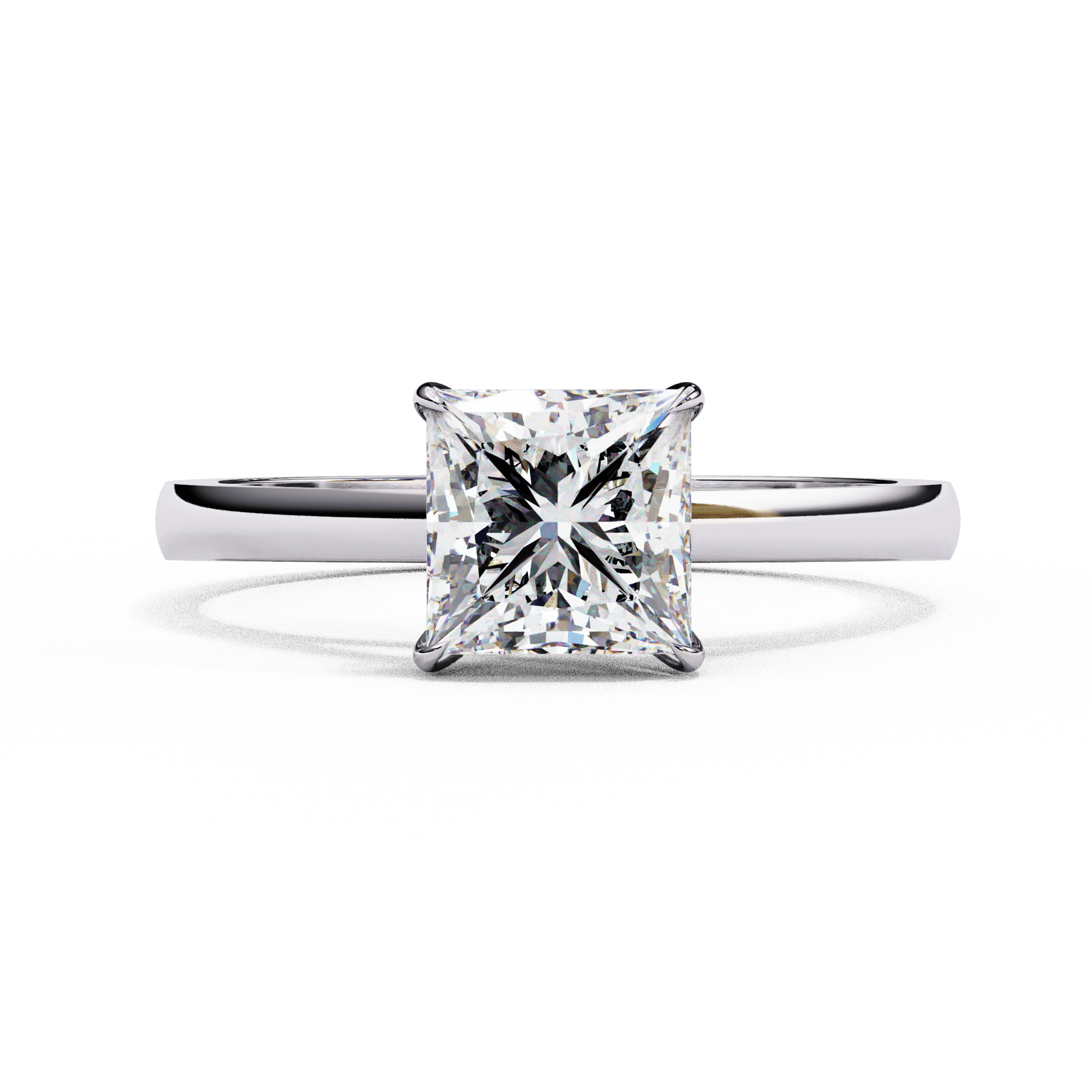 Tina — Princess cut lab grown and natural diamond engagement ring — cathedral, solitaire — 18k white gold and platinum — Carat House