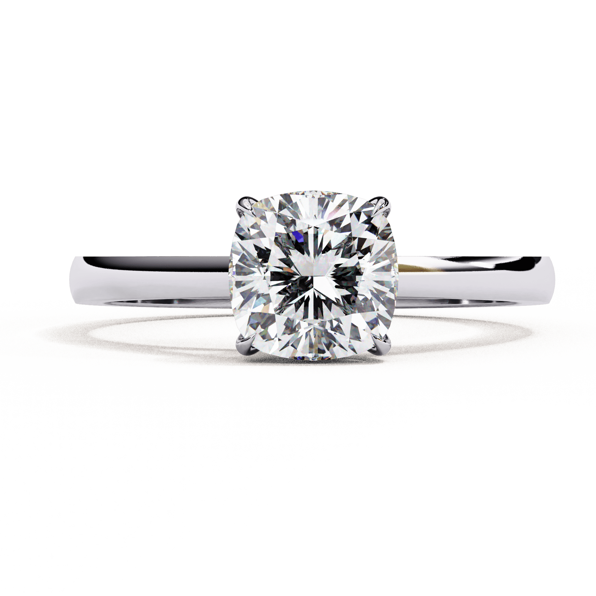 Veronica — Cushion cut lab grown and natural diamond engagement ring — cathedral, solitaire — 18k white gold and platinum — Carat House