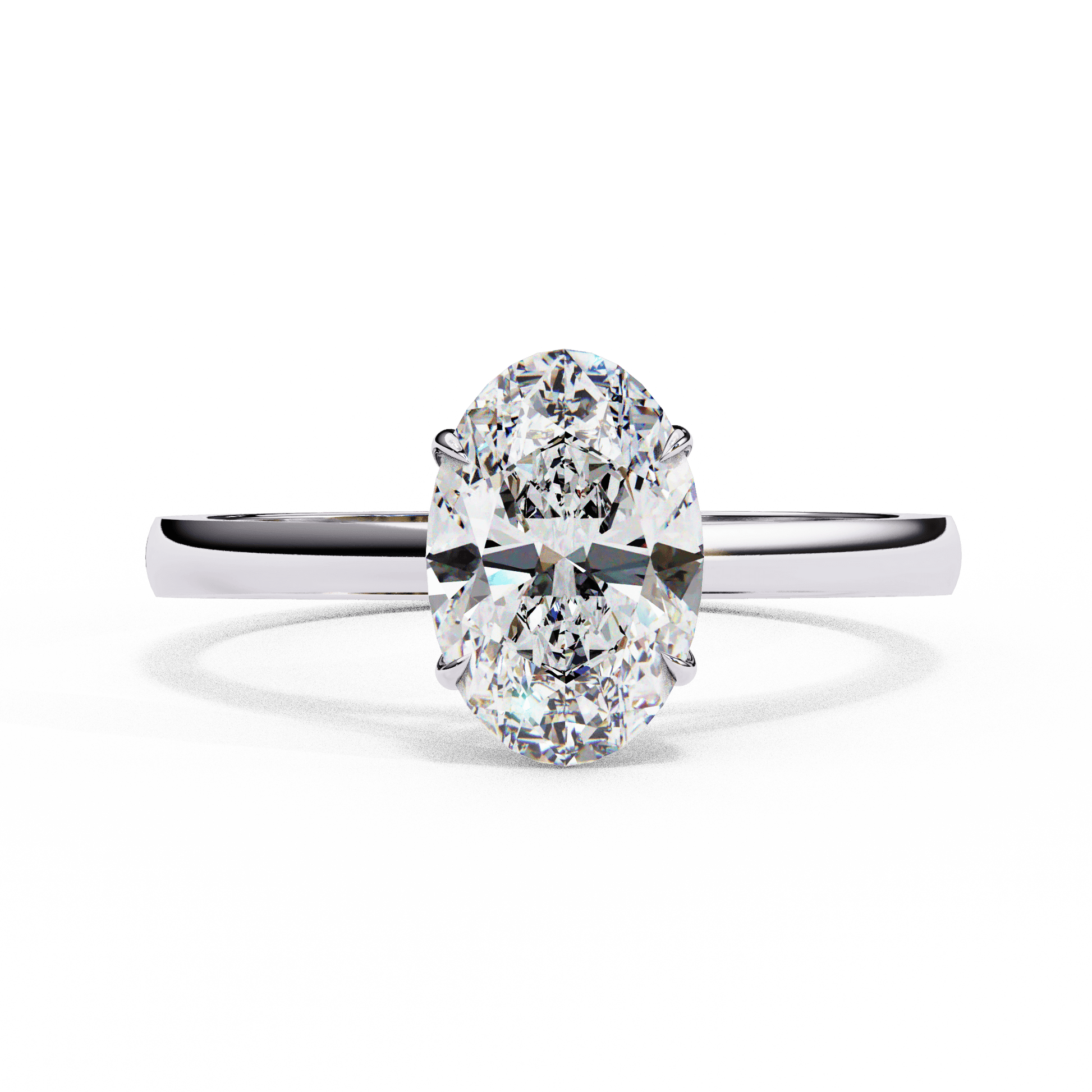 Olympia — Oval cut lab grown and natural diamond engagement ring — cathedral, solitaire — 18k white gold and platinum — Carat House