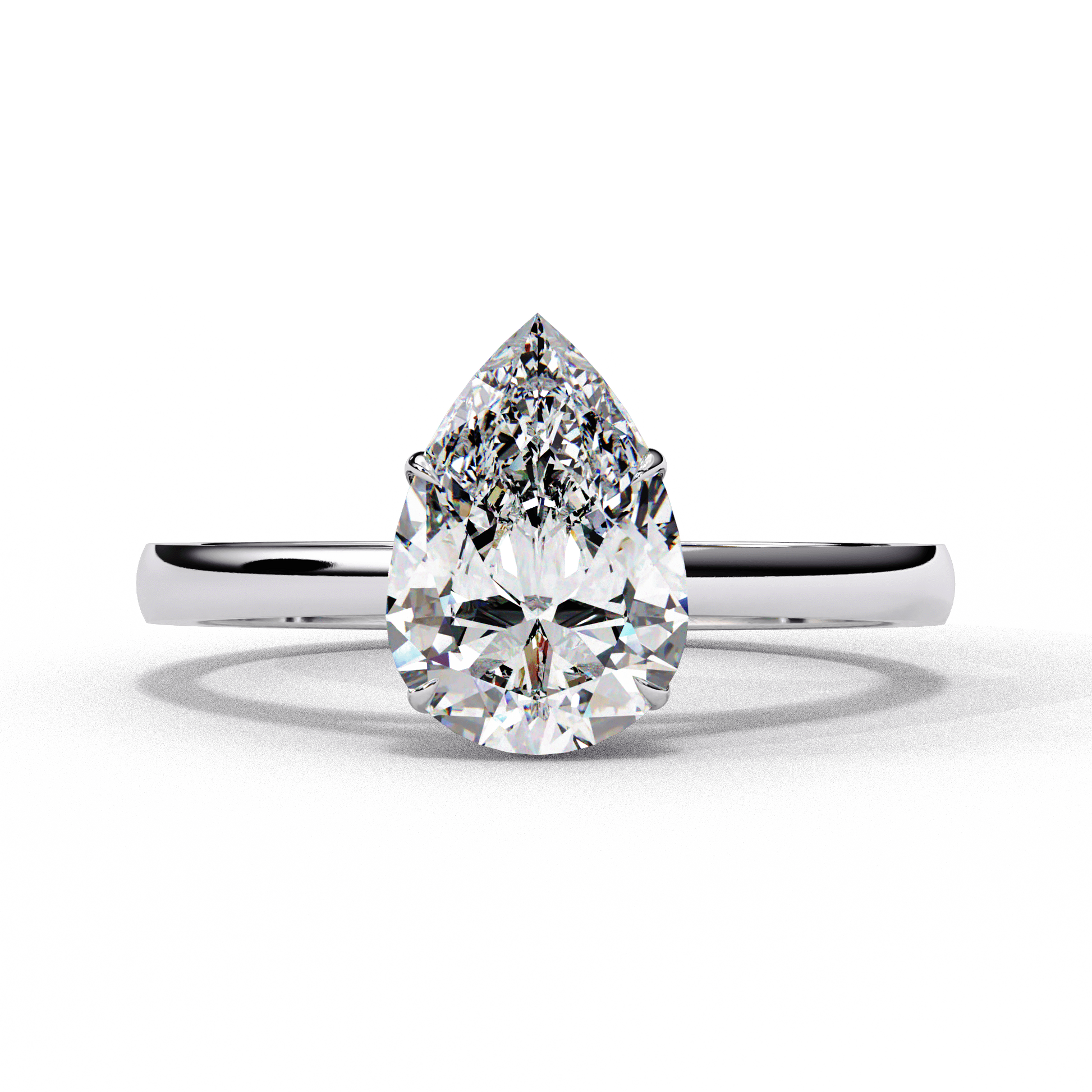 Tessa — Pear cut lab grown and natural diamond engagement ring — cathedral, solitaire — 18k white gold and platinum — Carat House