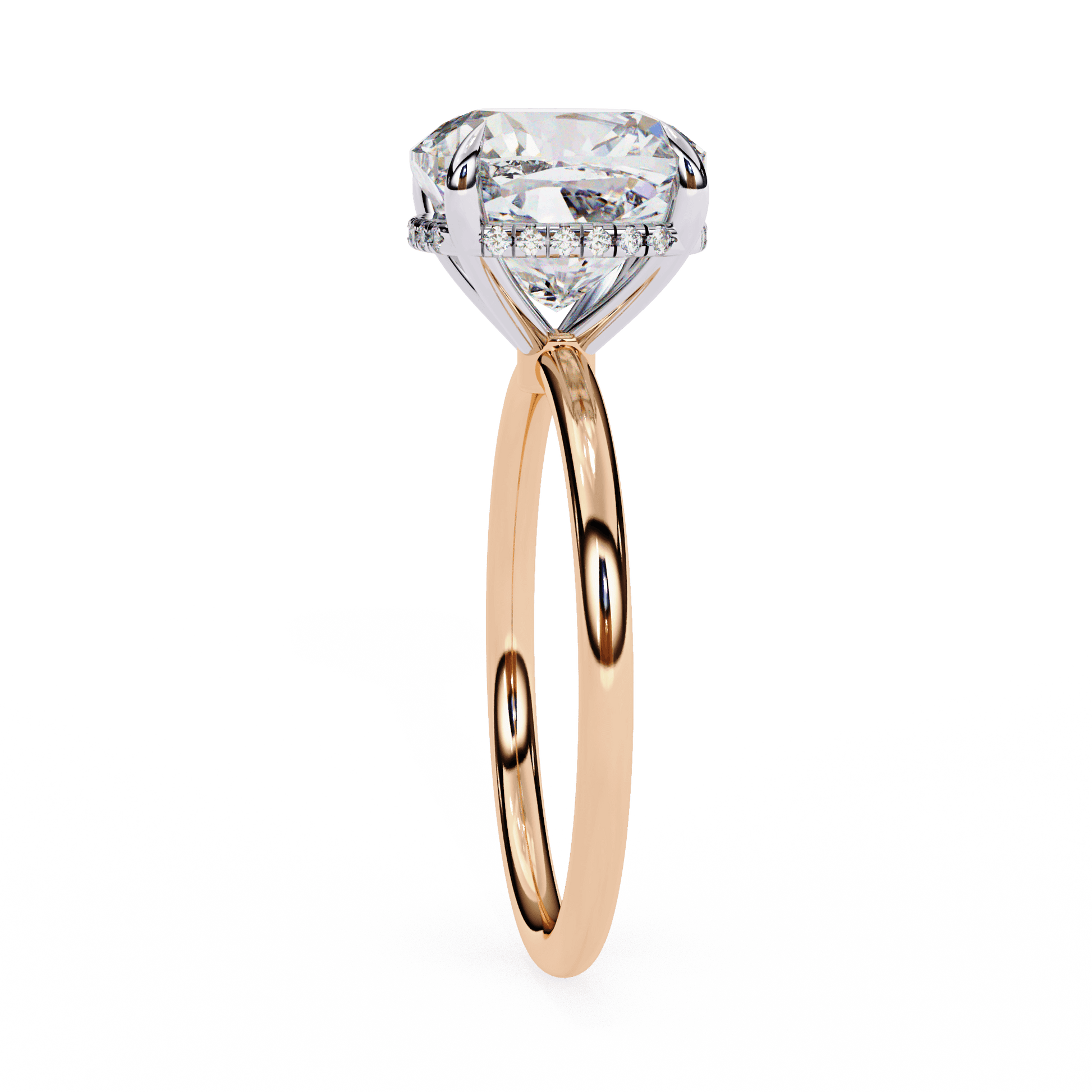 Valentina — Cushion cut lab grown and natural diamond engagement ring — hidden halo, solitaire — Carat House