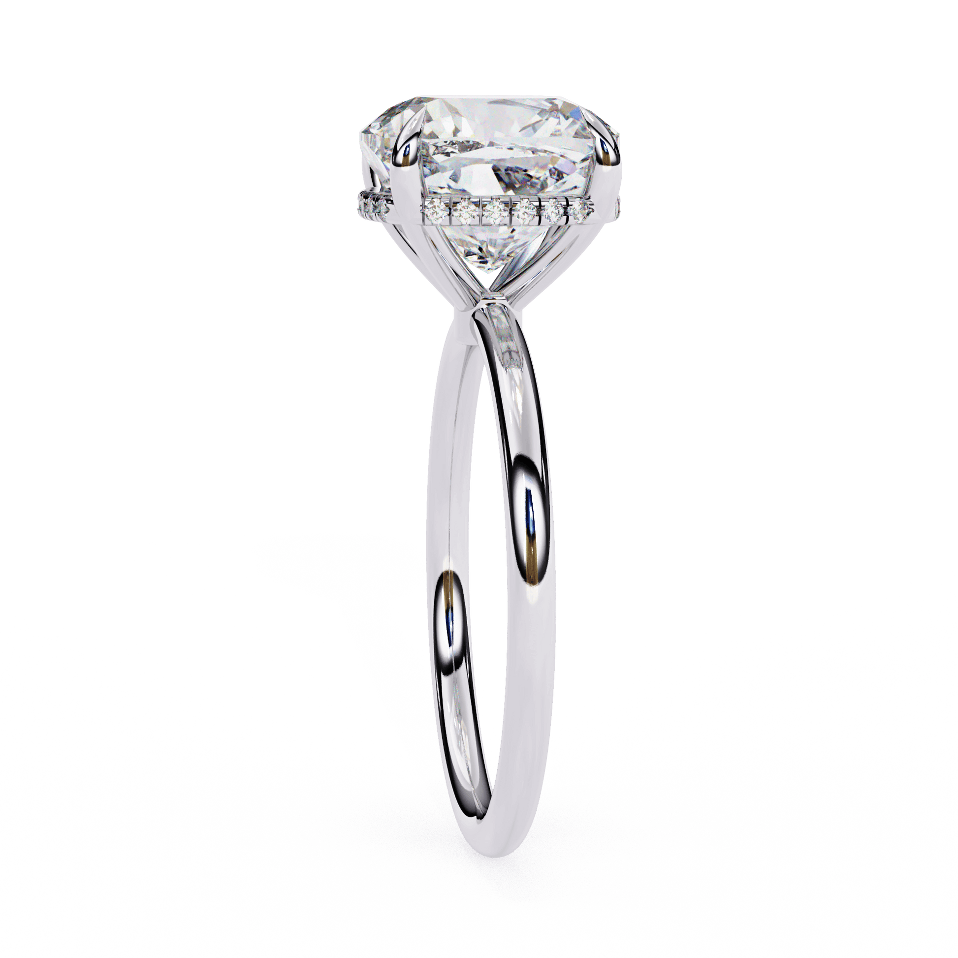 Valentina — Cushion cut lab grown and natural diamond engagement ring — hidden halo, solitaire — Carat House
