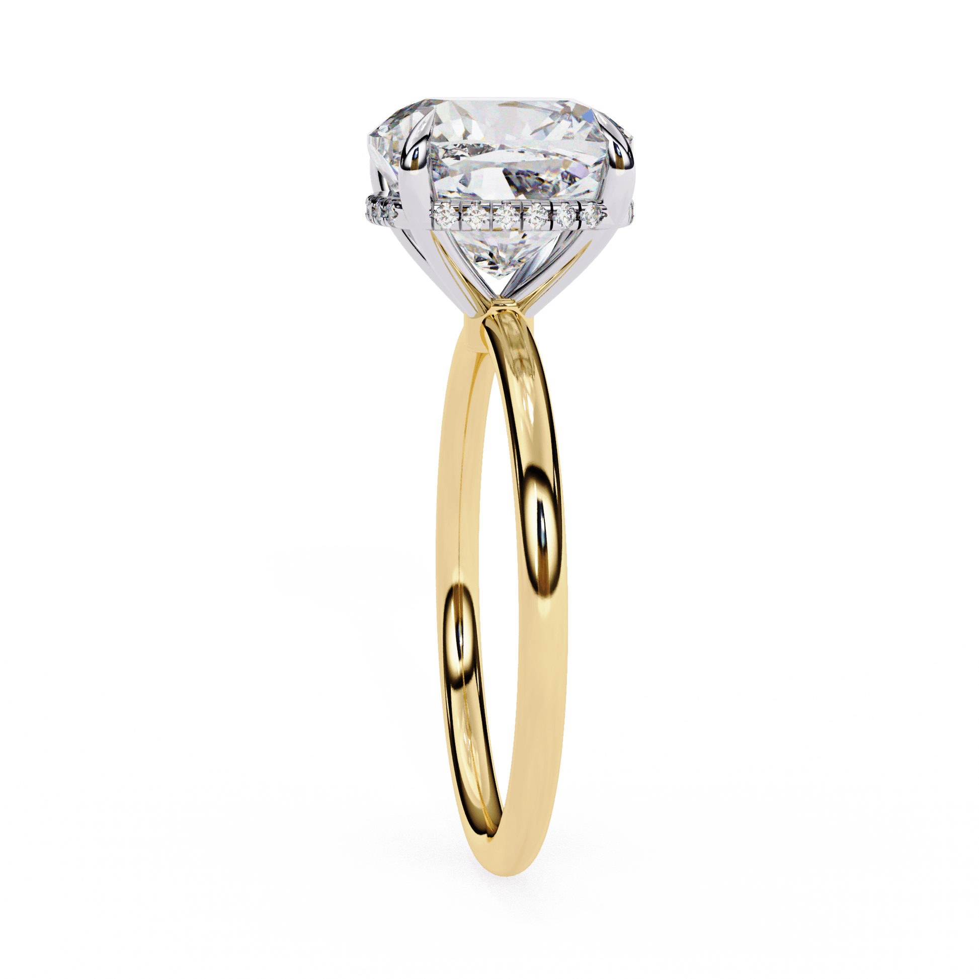 Valentina — Cushion cut lab grown and natural diamond engagement ring — hidden halo, solitaire — Carat House