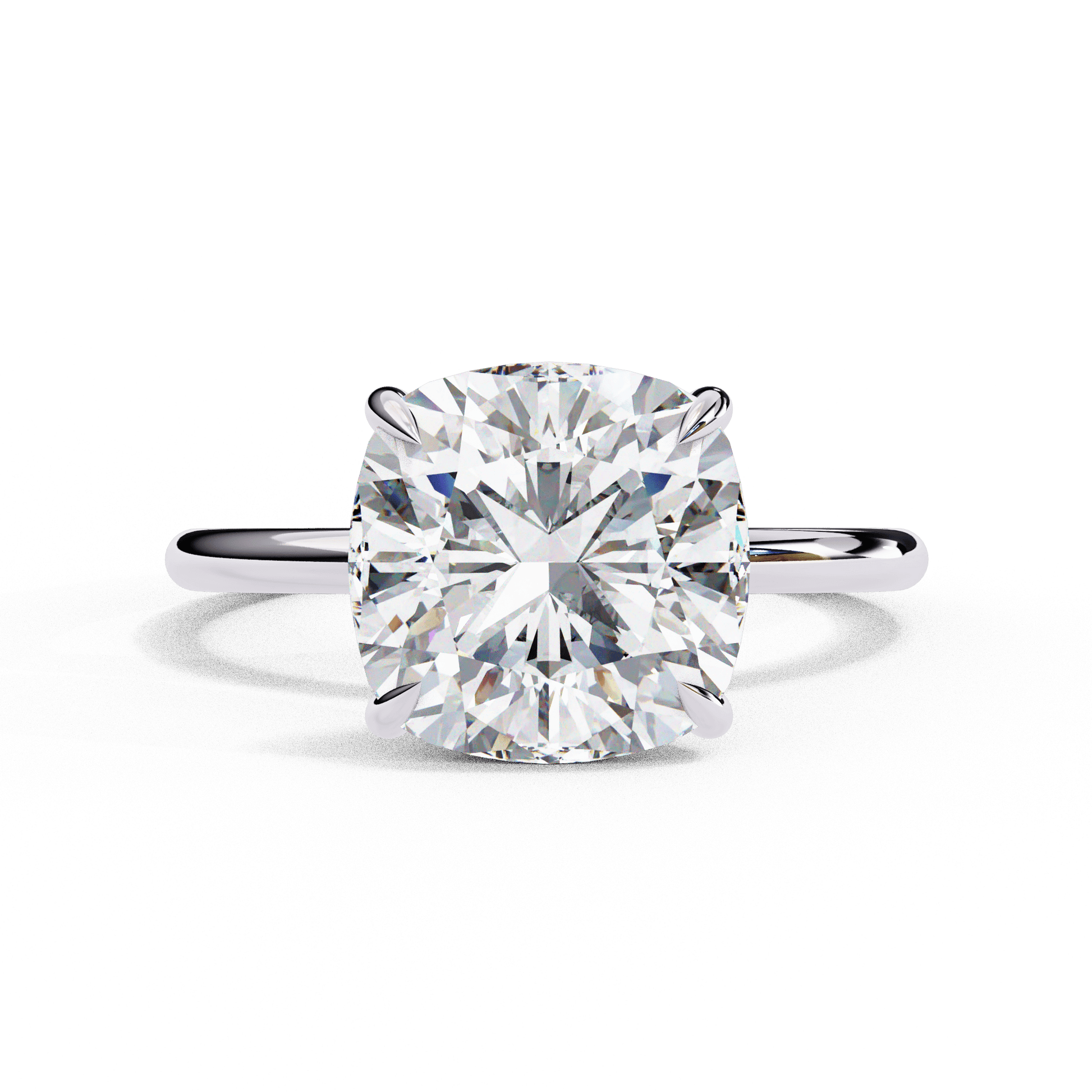 Valentina — Cushion cut lab grown and natural diamond engagement ring — hidden halo, solitaire — 18k white gold and platinum — Carat House