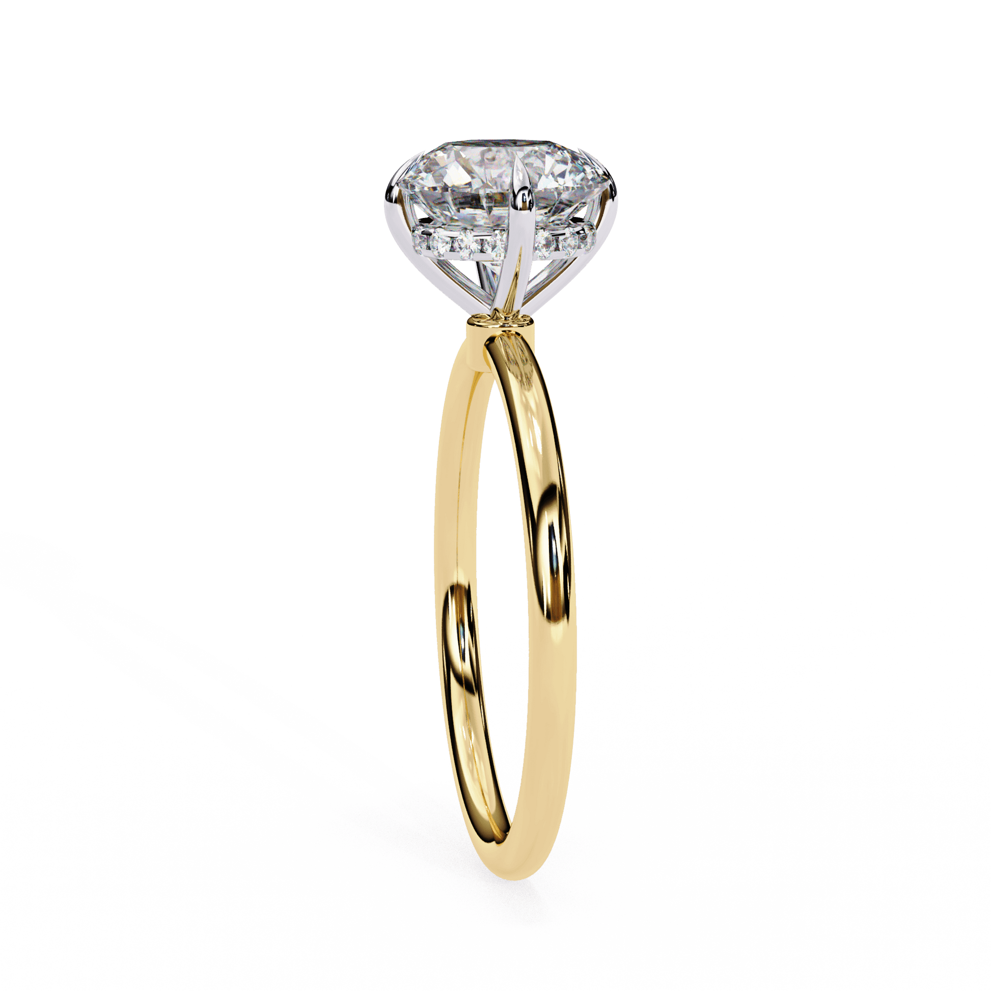 Sabrina — Round cut lab grown and natural diamond engagement ring — hidden halo, solitaire — Carat House