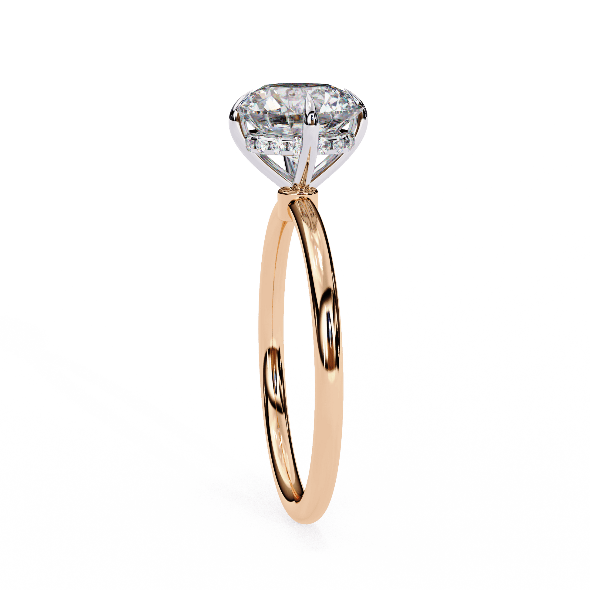 Sabrina — Round cut lab grown and natural diamond engagement ring — hidden halo, solitaire — Carat House