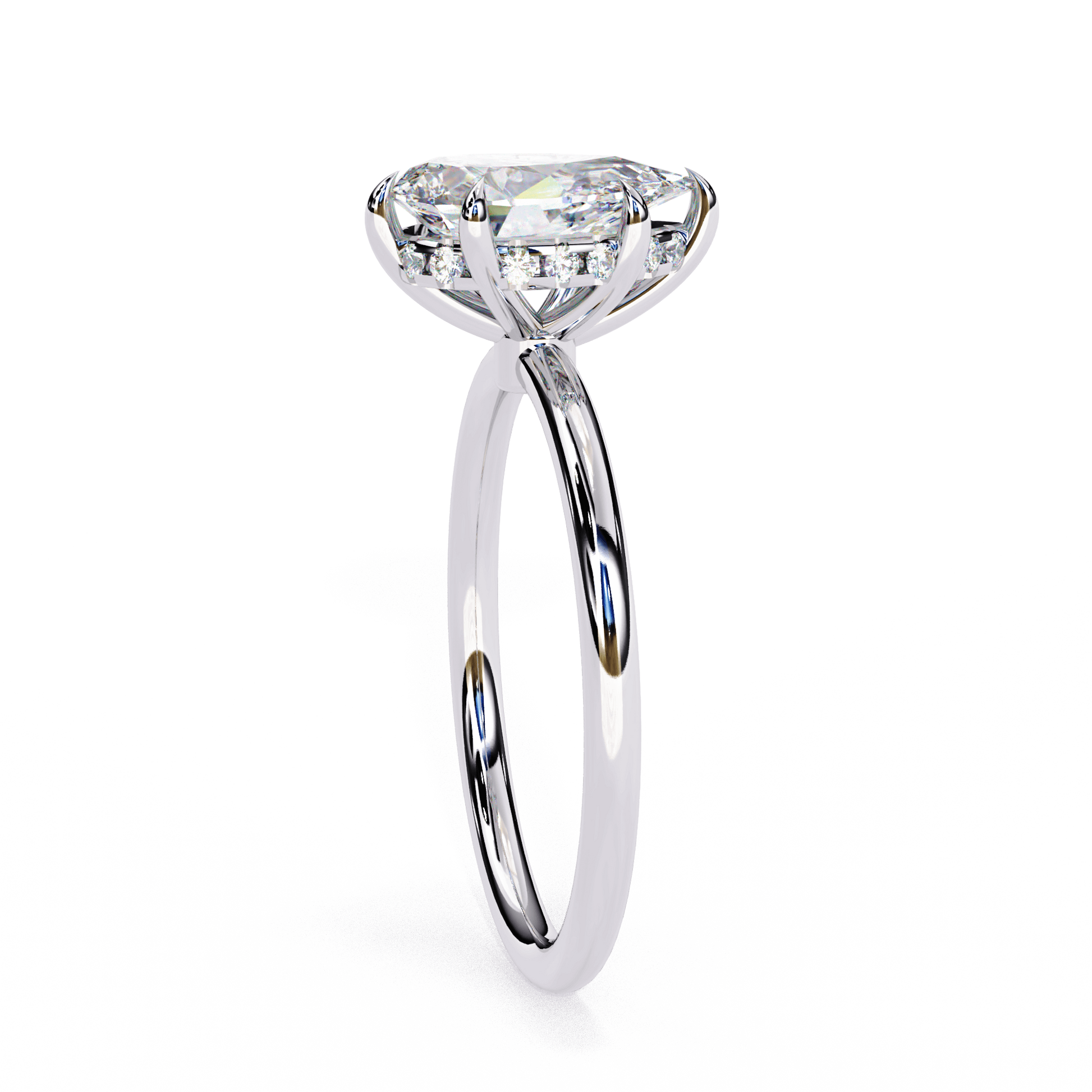 Rita — Pear cut lab grown and natural diamond engagement ring — hidden halo, solitaire — Carat House