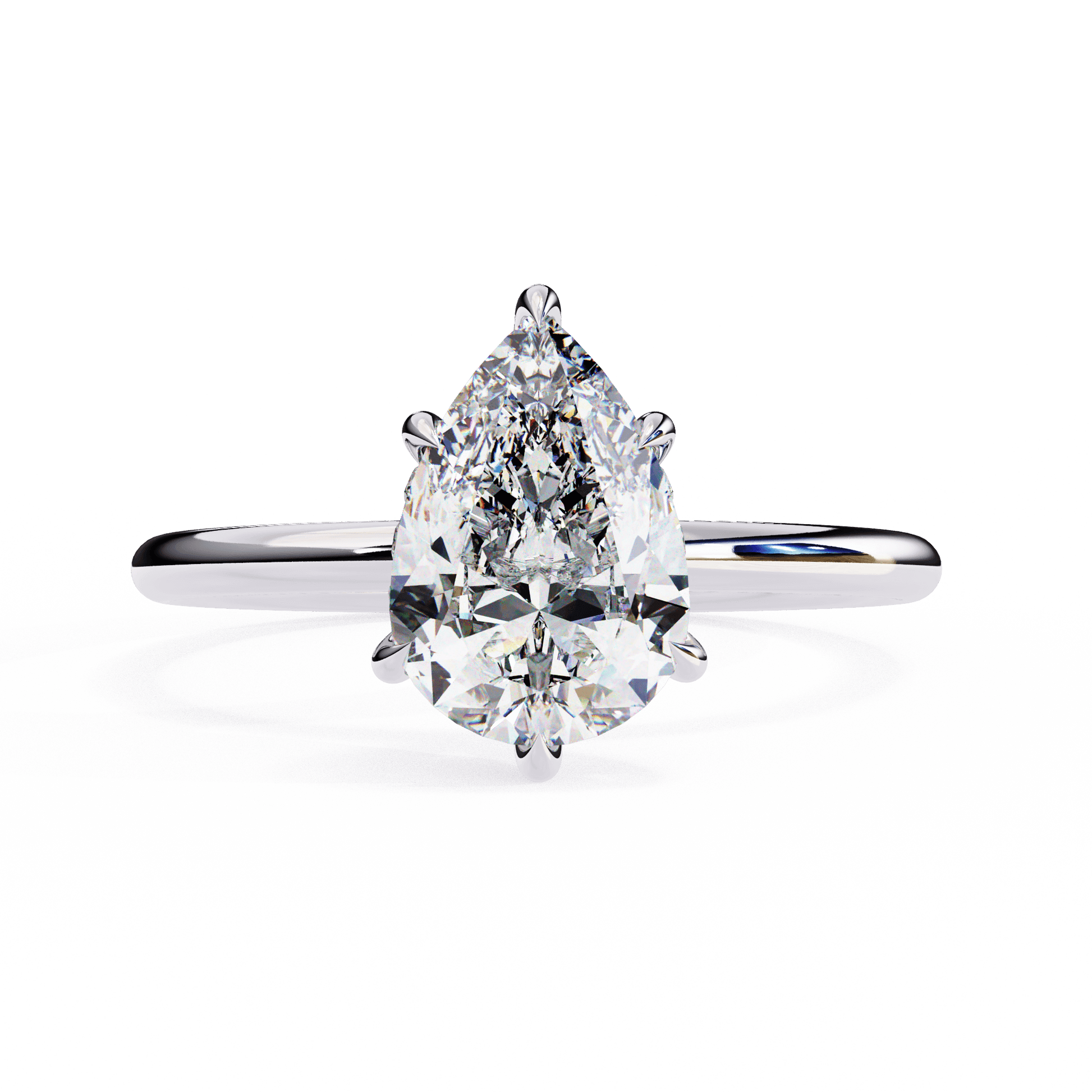 Rita — Pear cut lab grown and natural diamond engagement ring — hidden halo, solitaire — 18k white gold and platinum — Carat House