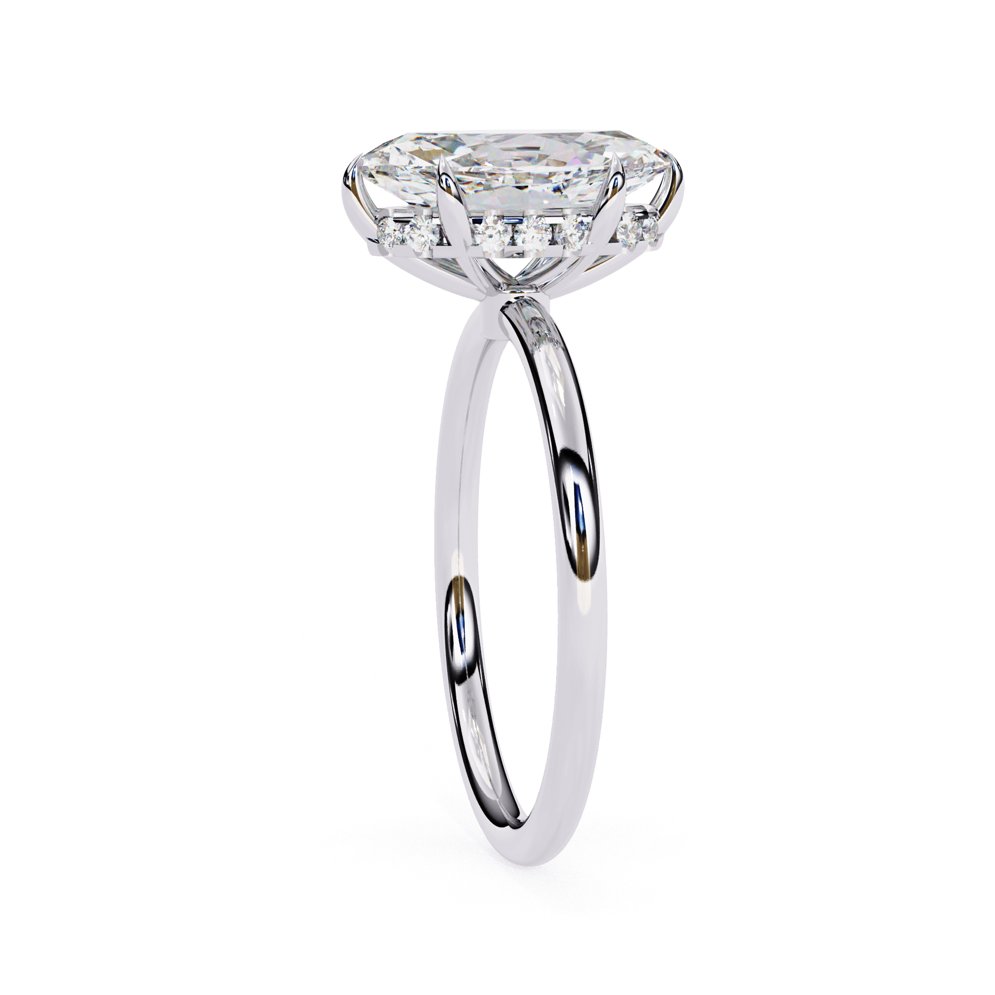 Nyla — Marquise cut lab grown and natural diamond engagement ring — hidden halo, solitaire — Carat House