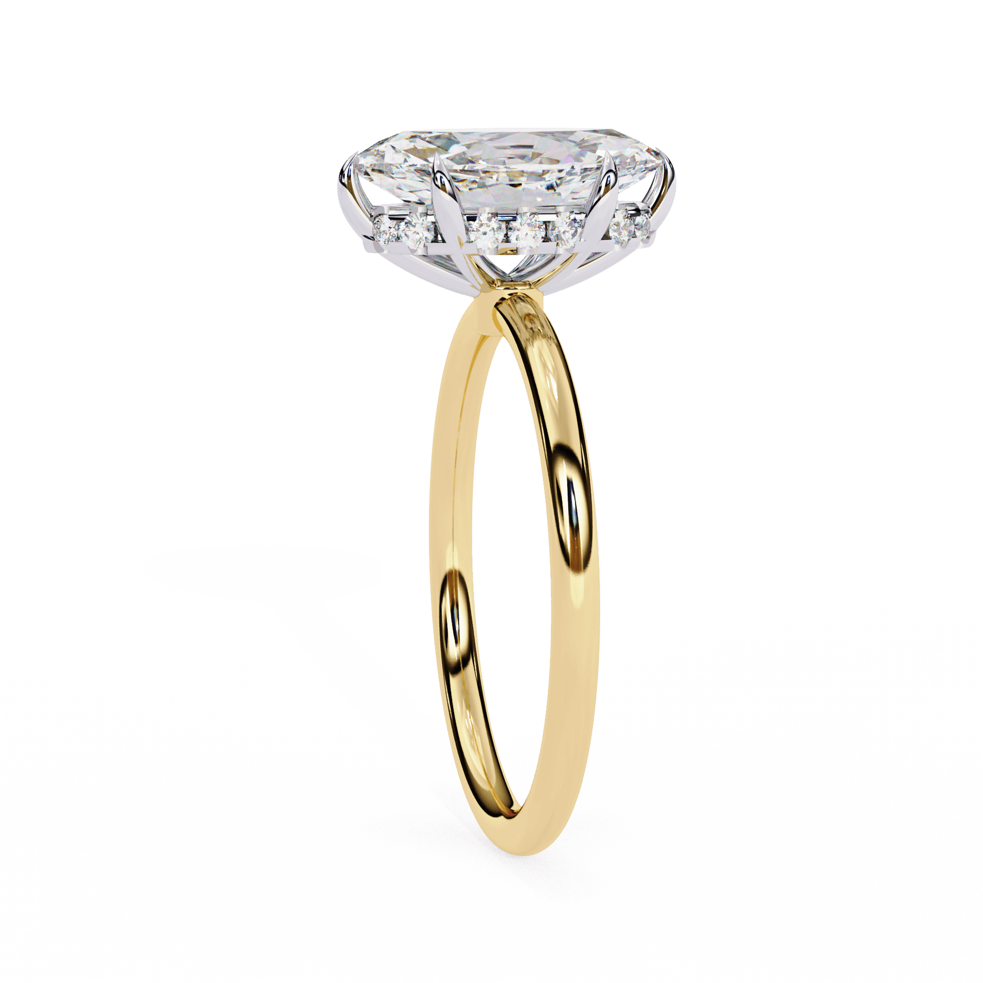 Nyla — Marquise cut lab grown and natural diamond engagement ring — hidden halo, solitaire — Carat House