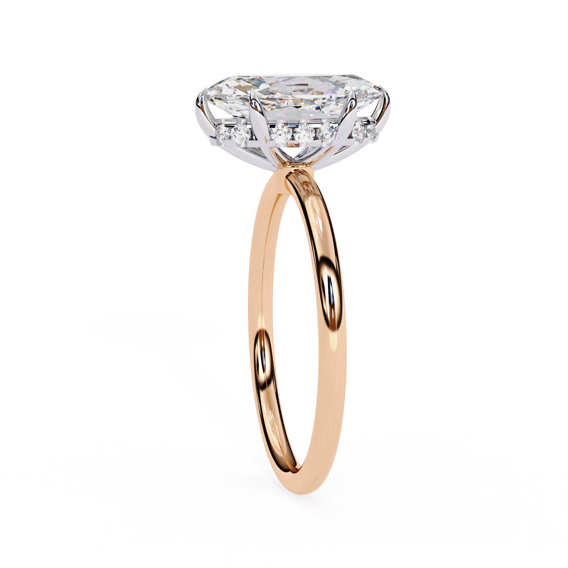 Nyla — Marquise cut lab grown and natural diamond engagement ring — hidden halo, solitaire — Carat House