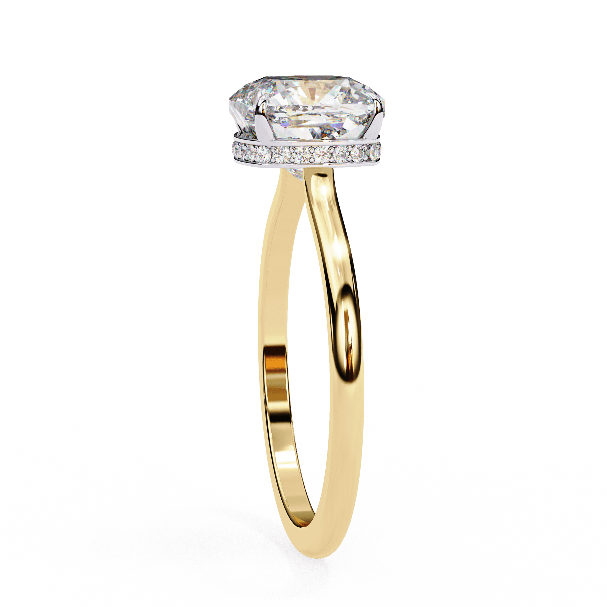 Helen — Cushion cut lab grown and natural diamond engagement ring — hidden halo, solitaire — Carat House