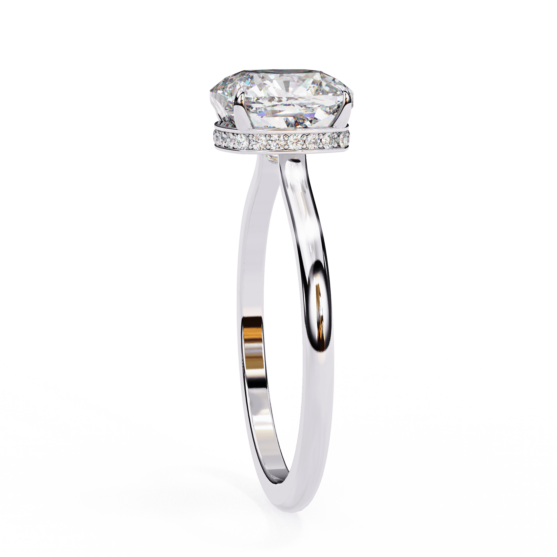 Helen — Cushion cut lab grown and natural diamond engagement ring — hidden halo, solitaire — Carat House