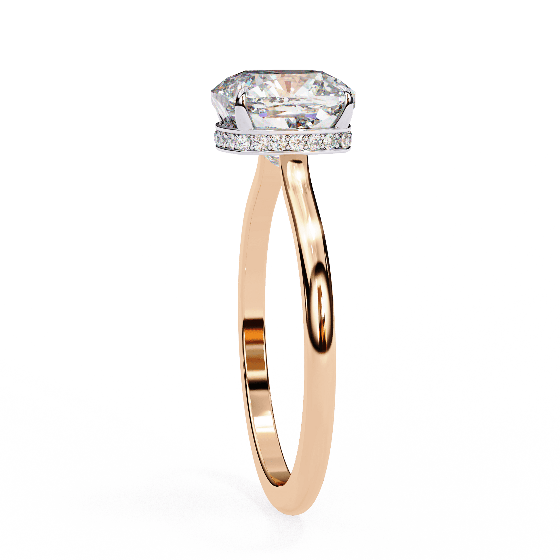 Helen — Cushion cut lab grown and natural diamond engagement ring — hidden halo, solitaire — Carat House
