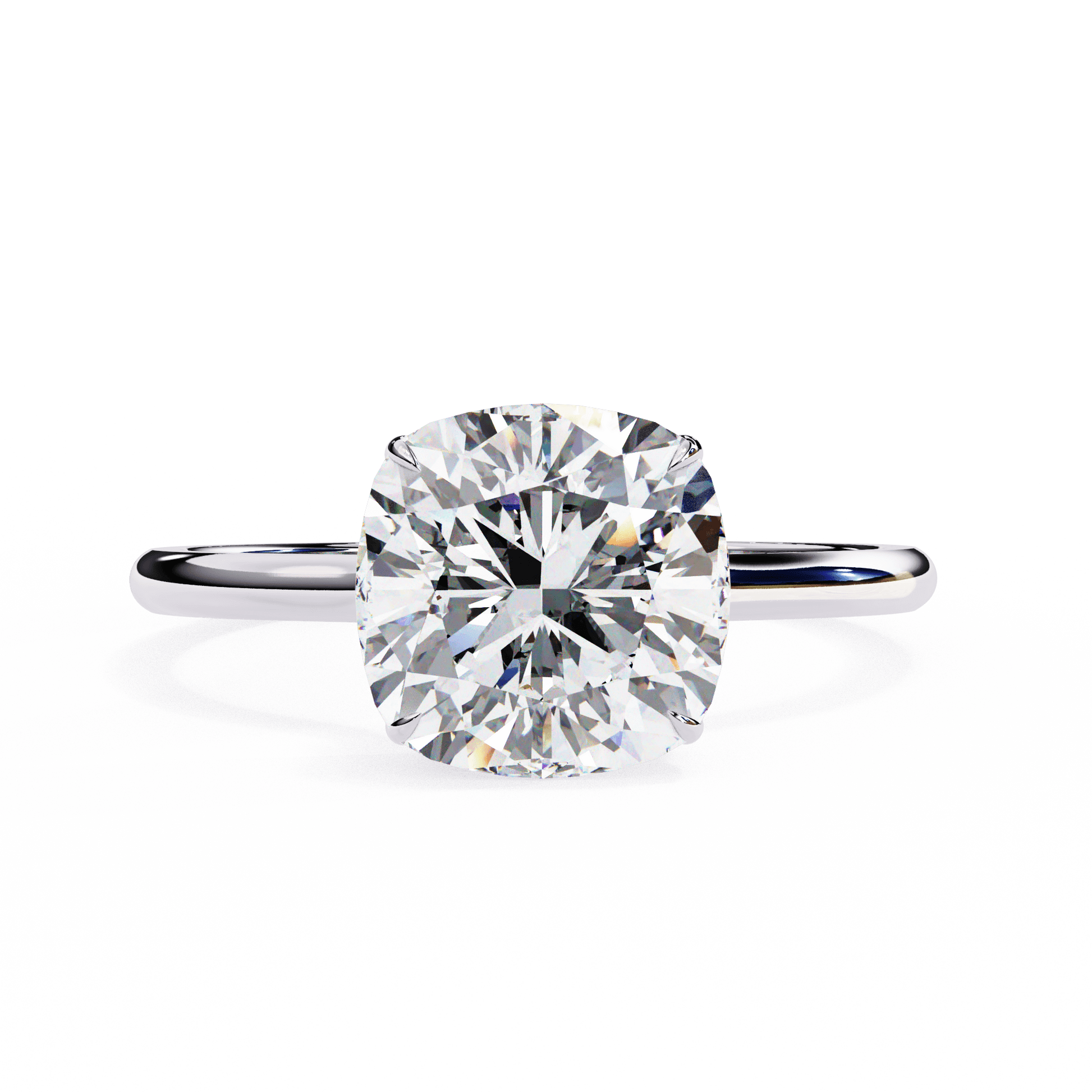 Helen — Cushion cut lab grown and natural diamond engagement ring — hidden halo, solitaire — 18k white gold and platinum — Carat House
