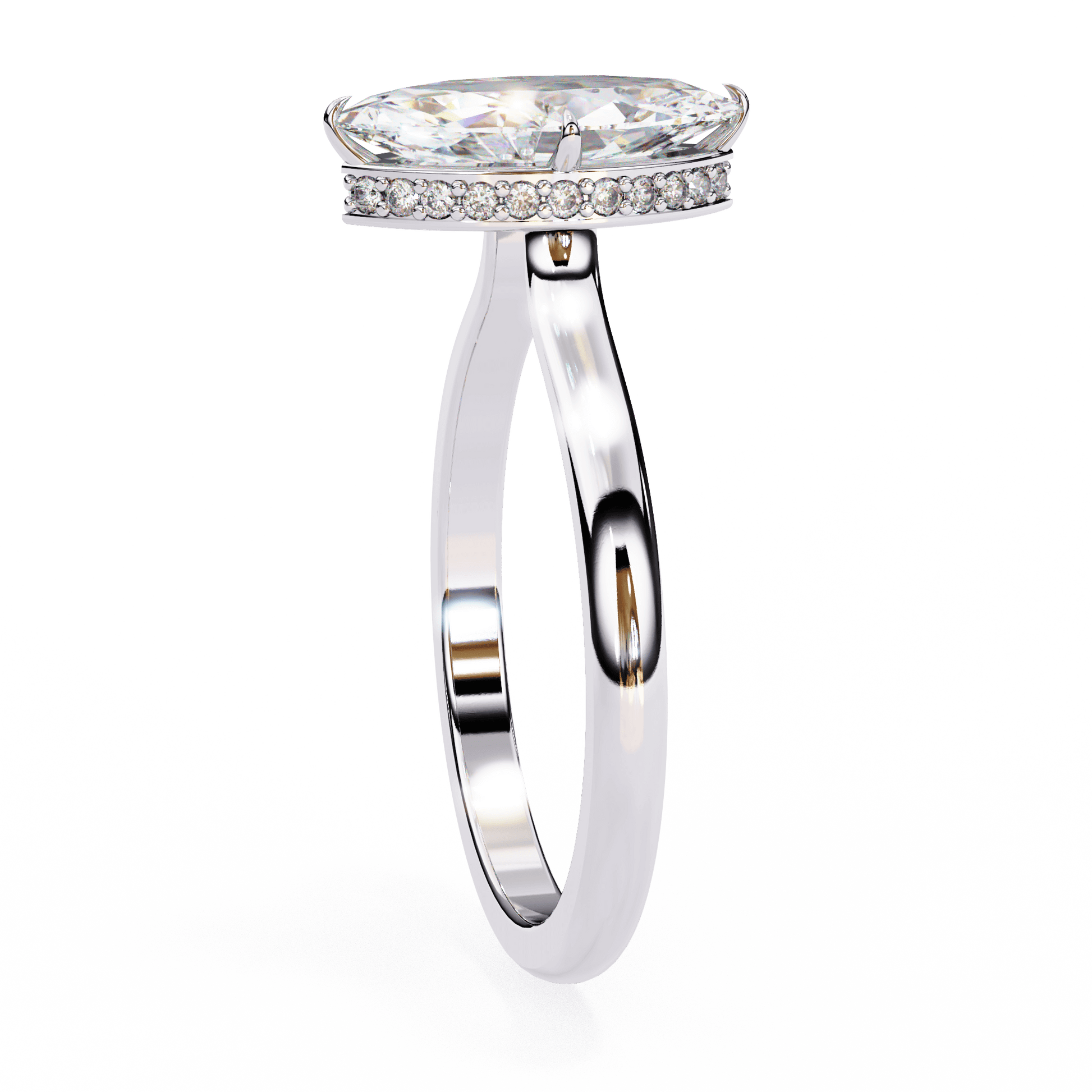 Sylvia — Marquise cut lab grown and natural diamond engagement ring — hidden halo, halo, solitaire — Carat House