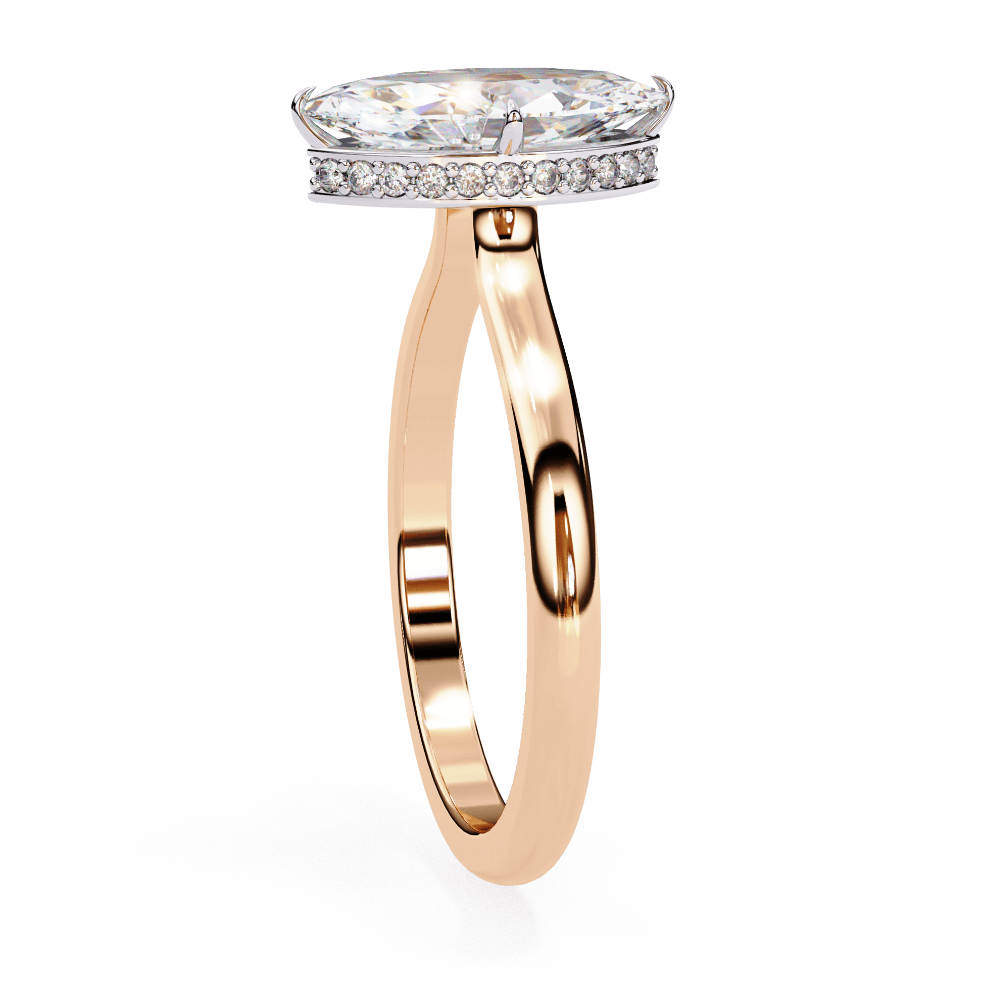 Sylvia — Marquise cut lab grown and natural diamond engagement ring — hidden halo, halo, solitaire — Carat House