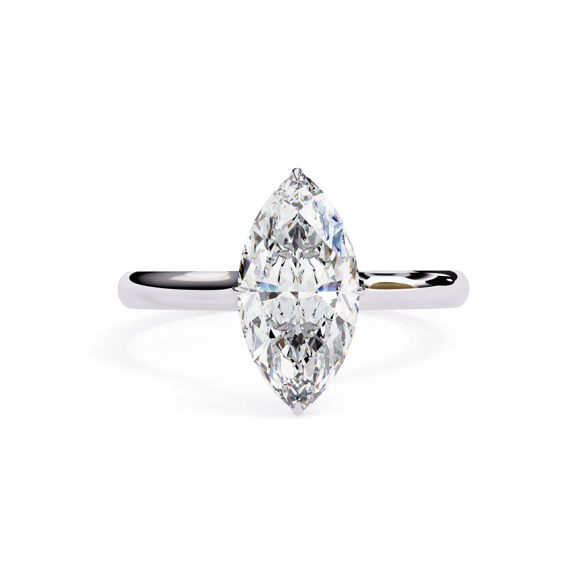 Sylvia — Marquise cut lab grown and natural diamond engagement ring — hidden halo, halo, solitaire — 18k white gold and platinum — Carat House