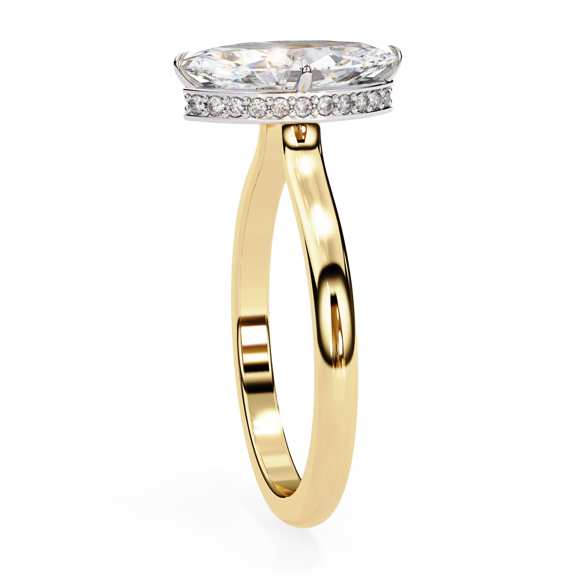Sylvia — Marquise cut lab grown and natural diamond engagement ring — hidden halo, halo, solitaire — Carat House