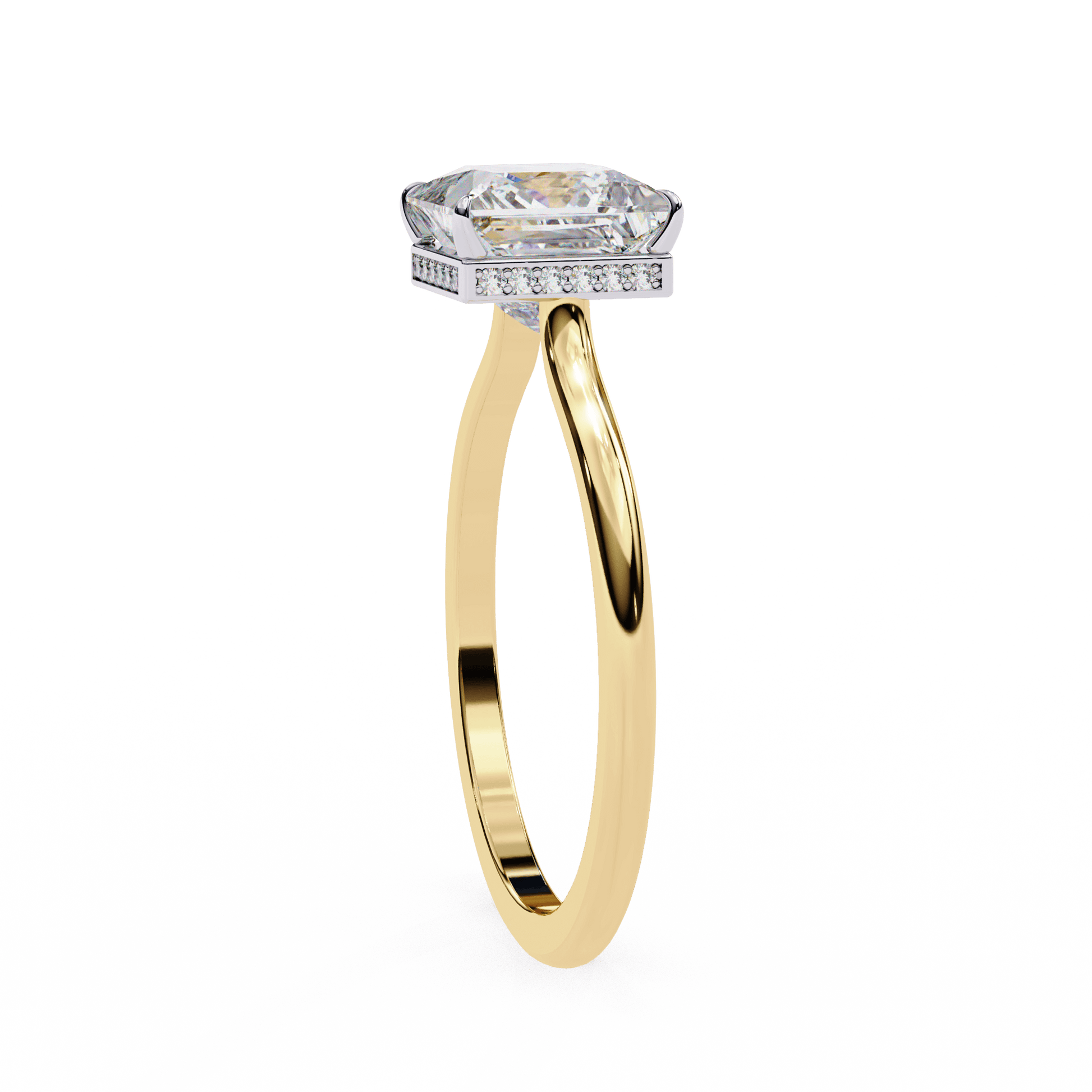 Chantel — Princess cut lab grown and natural diamond engagement ring — hidden halo, solitaire — Carat House