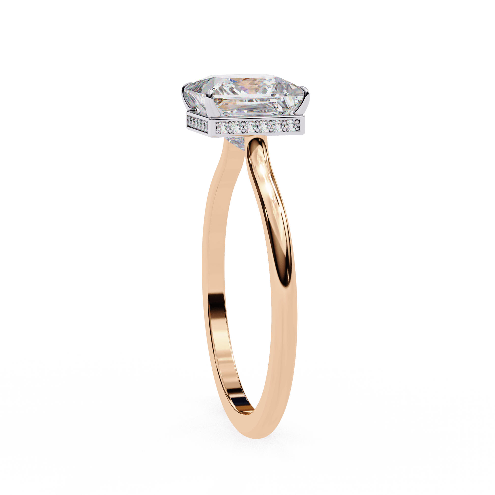 Chantel — Princess cut lab grown and natural diamond engagement ring — hidden halo, solitaire — Carat House