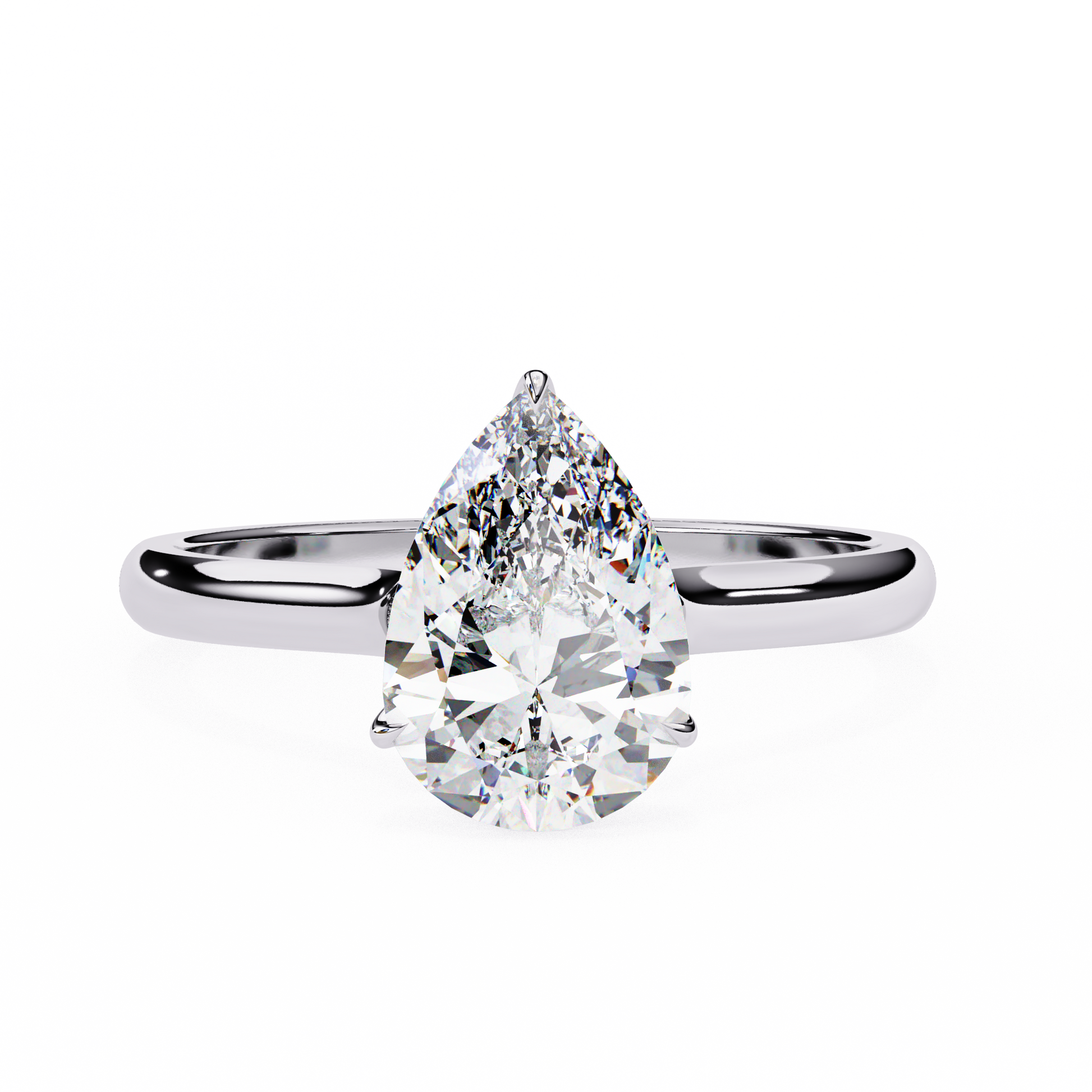 Caroline — Pear cut lab grown and natural diamond engagement ring — hidden halo, solitaire — 18k white gold and platinum — Carat House