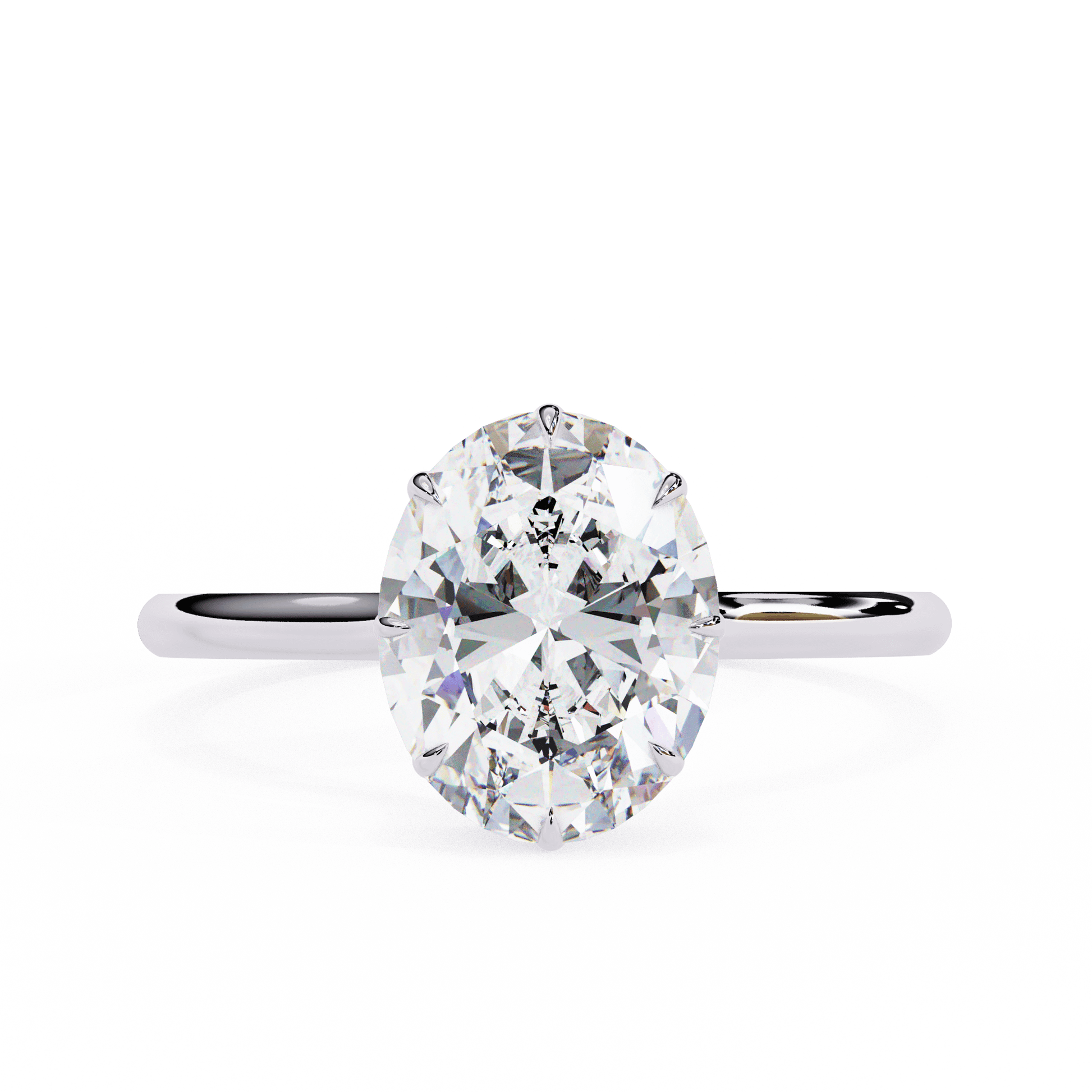 Diana — Oval cut lab grown and natural diamond engagement ring — hidden halo, solitaire — 18k white gold and platinum — Carat House