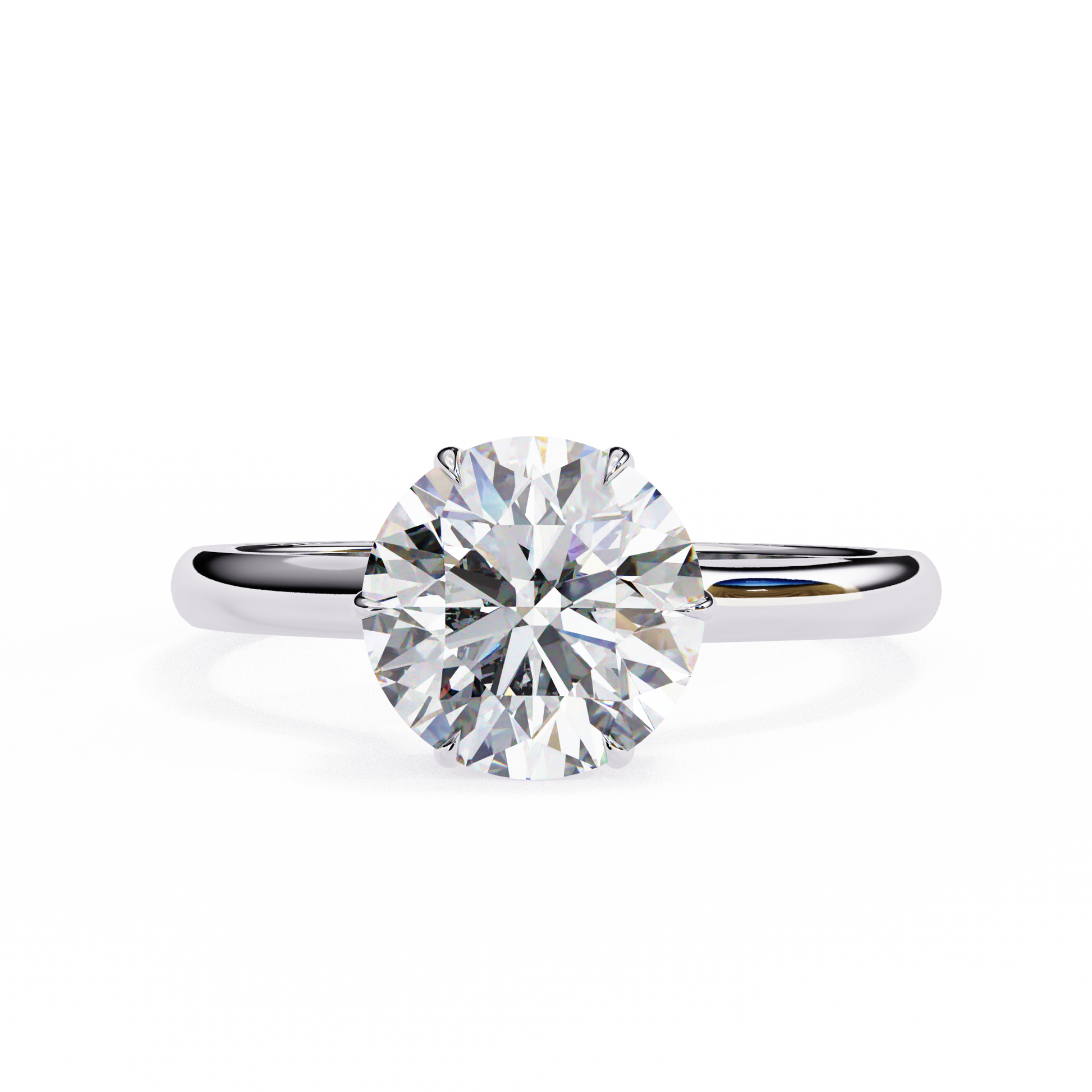Aurora — Round cut lab grown and natural diamond engagement ring — hidden halo, solitaire — 18k white gold and platinum — Carat House