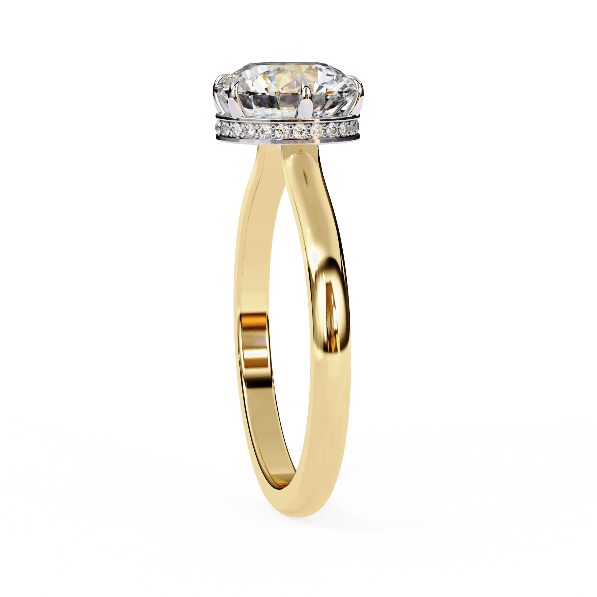 Aurora — Round cut lab grown and natural diamond engagement ring — hidden halo, solitaire — Carat House
