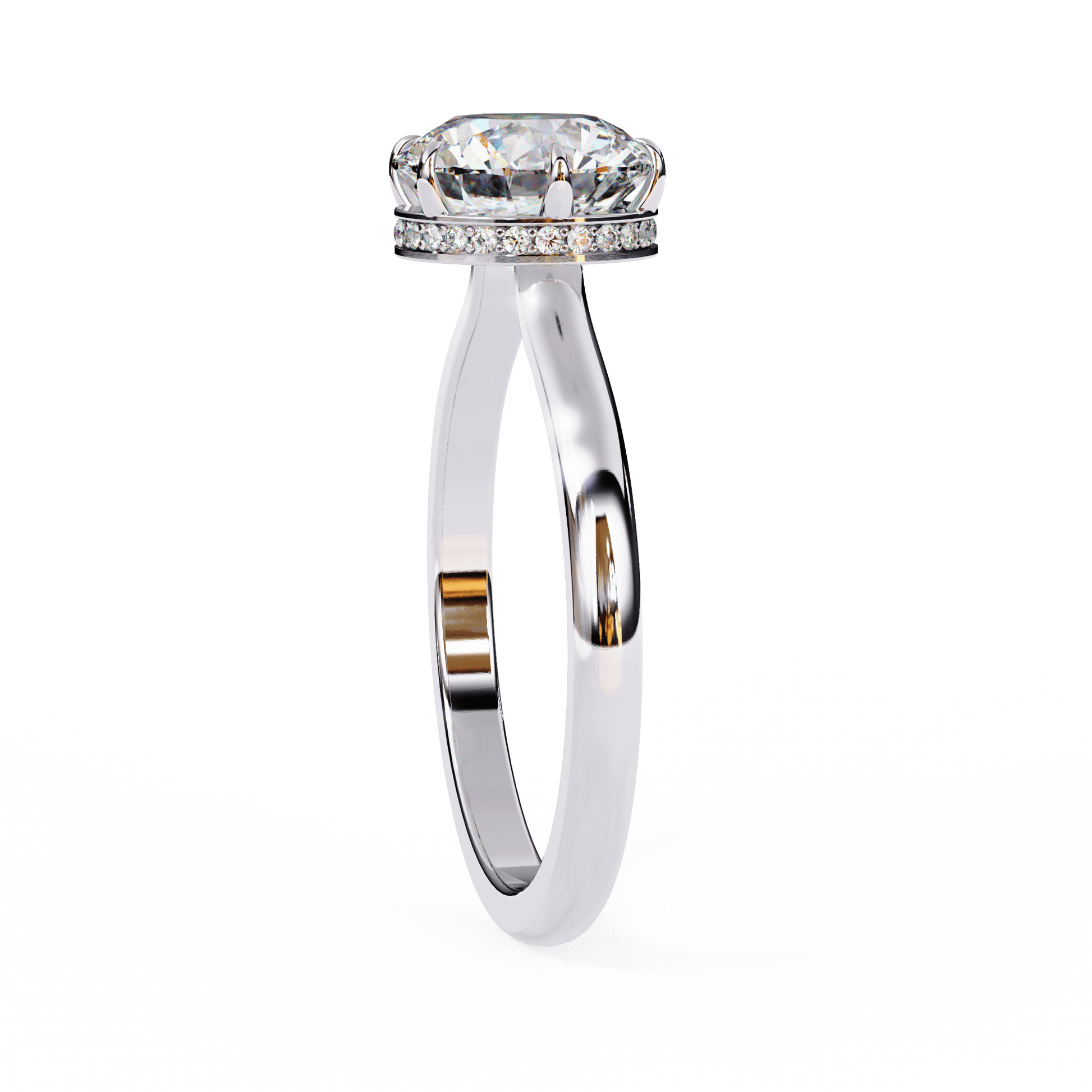 Aurora — Round cut lab grown and natural diamond engagement ring — hidden halo, solitaire — Carat House