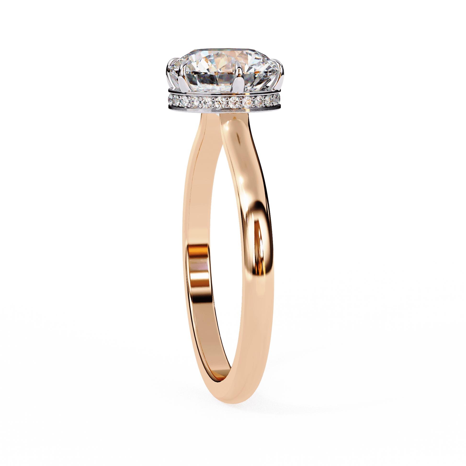 Aurora — Round cut lab grown and natural diamond engagement ring — hidden halo, solitaire — Carat House