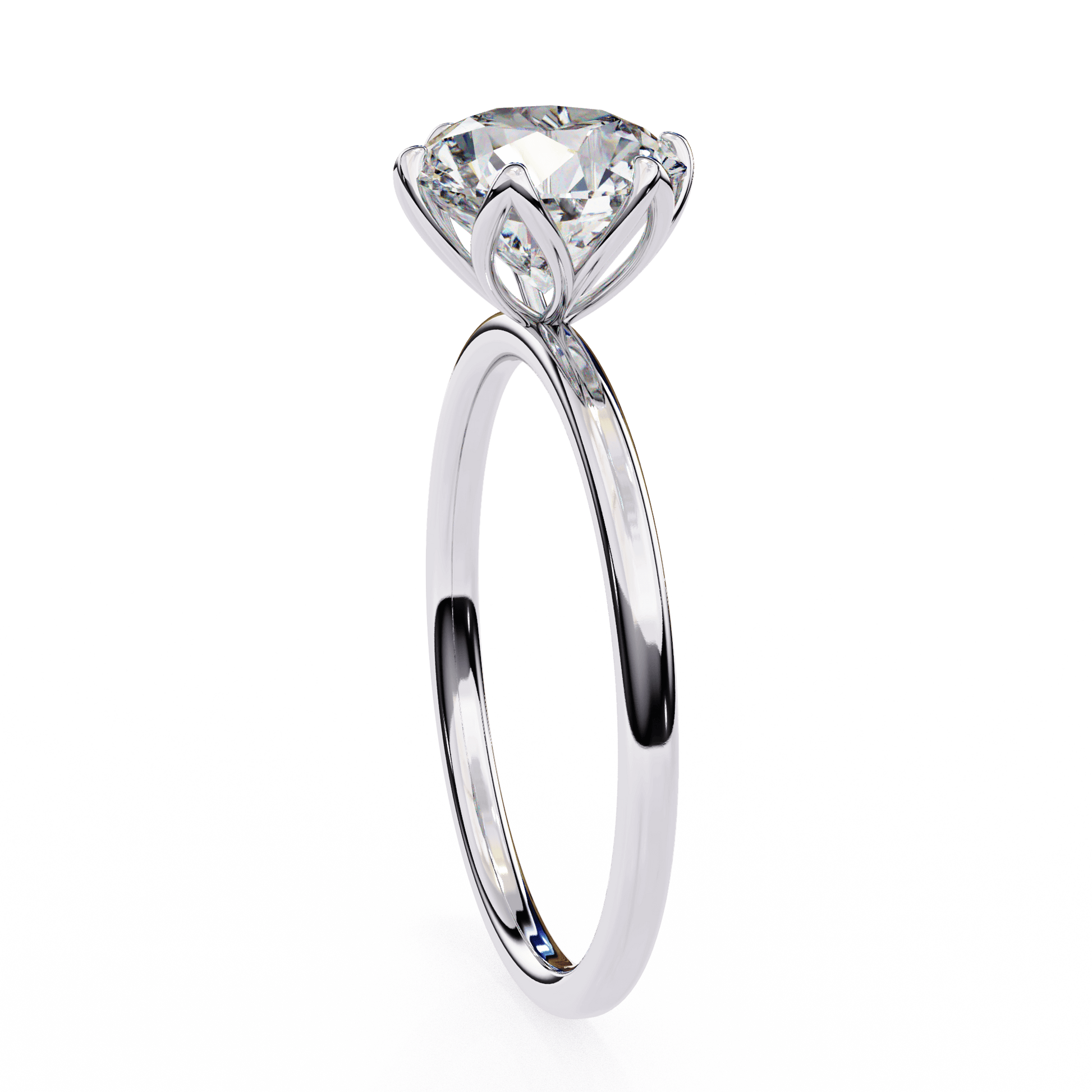 Victoria — Round cut lab grown and natural diamond engagement ring — six prong, tulip basket — Carat House