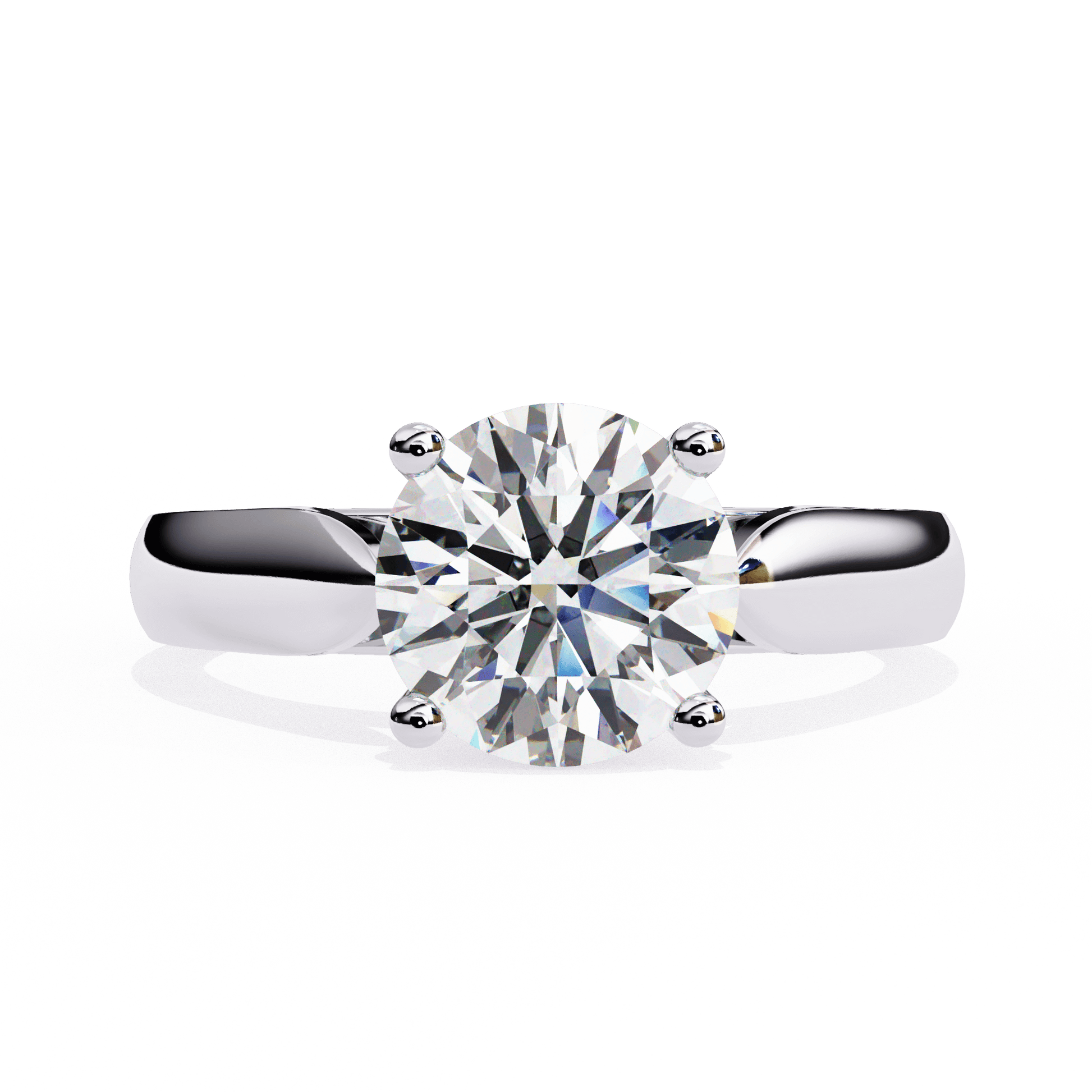 Selina — Round cut lab grown and natural diamond engagement ring — cathedral, solitaire — 18k white gold and platinum — Carat House