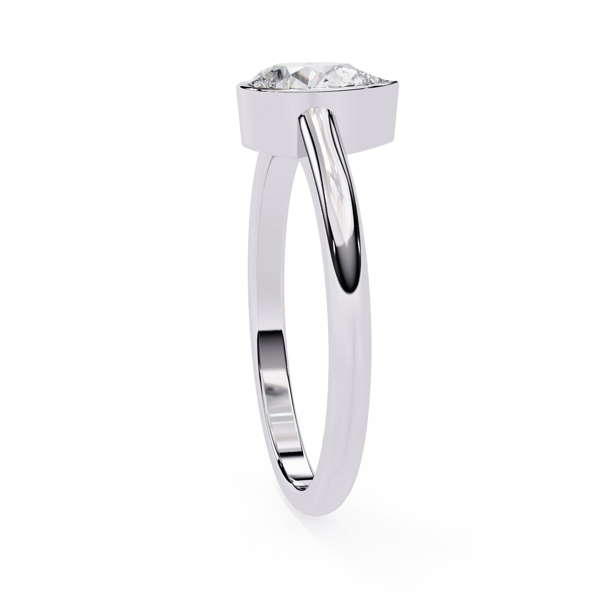 Hanna — Pear cut lab grown and natural diamond engagement ring — bezel, solitaire — Carat House