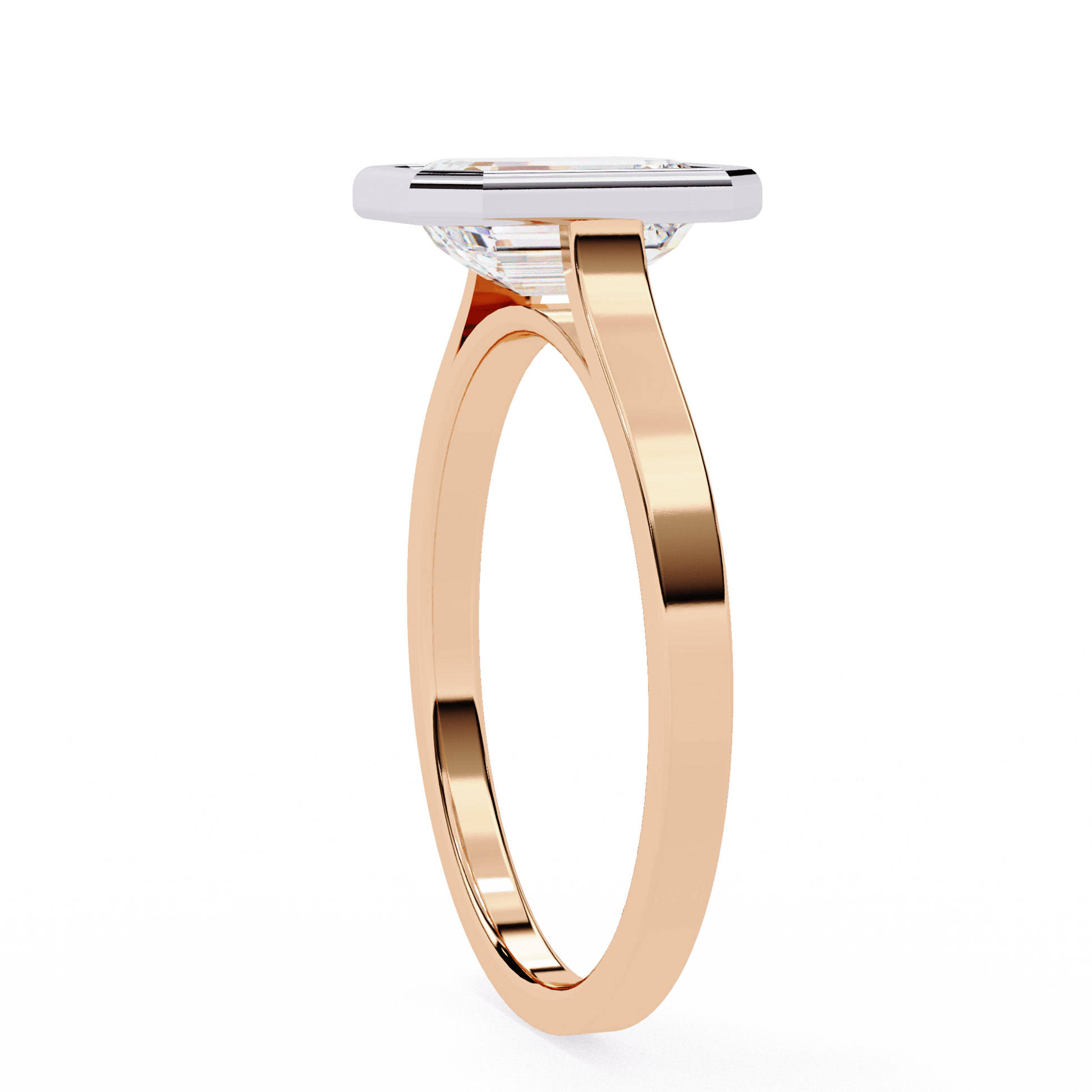 Penelope — Emerald cut lab grown and natural diamond engagement ring — bezel, cathedral, solitaire — Carat House