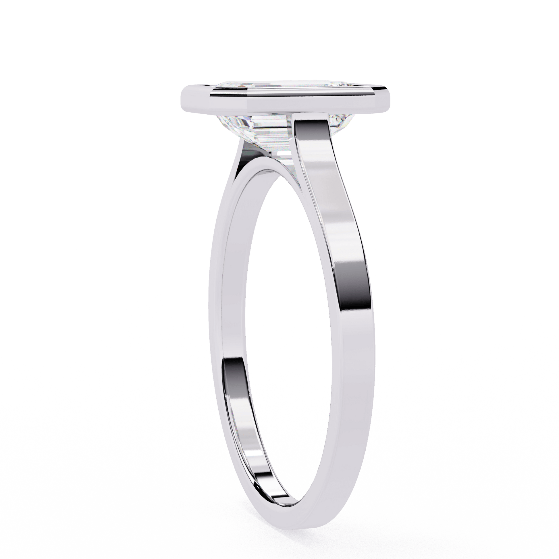 Penelope — Emerald cut lab grown and natural diamond engagement ring — bezel, cathedral, solitaire — Carat House