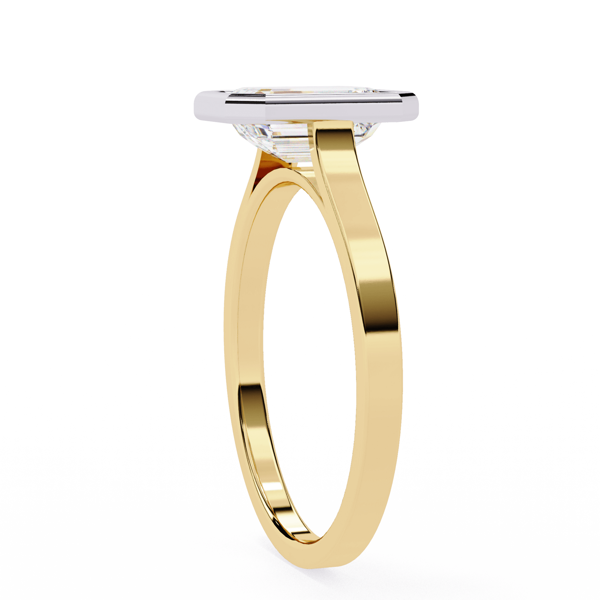 Penelope — Emerald cut lab grown and natural diamond engagement ring — bezel, cathedral, solitaire — Carat House