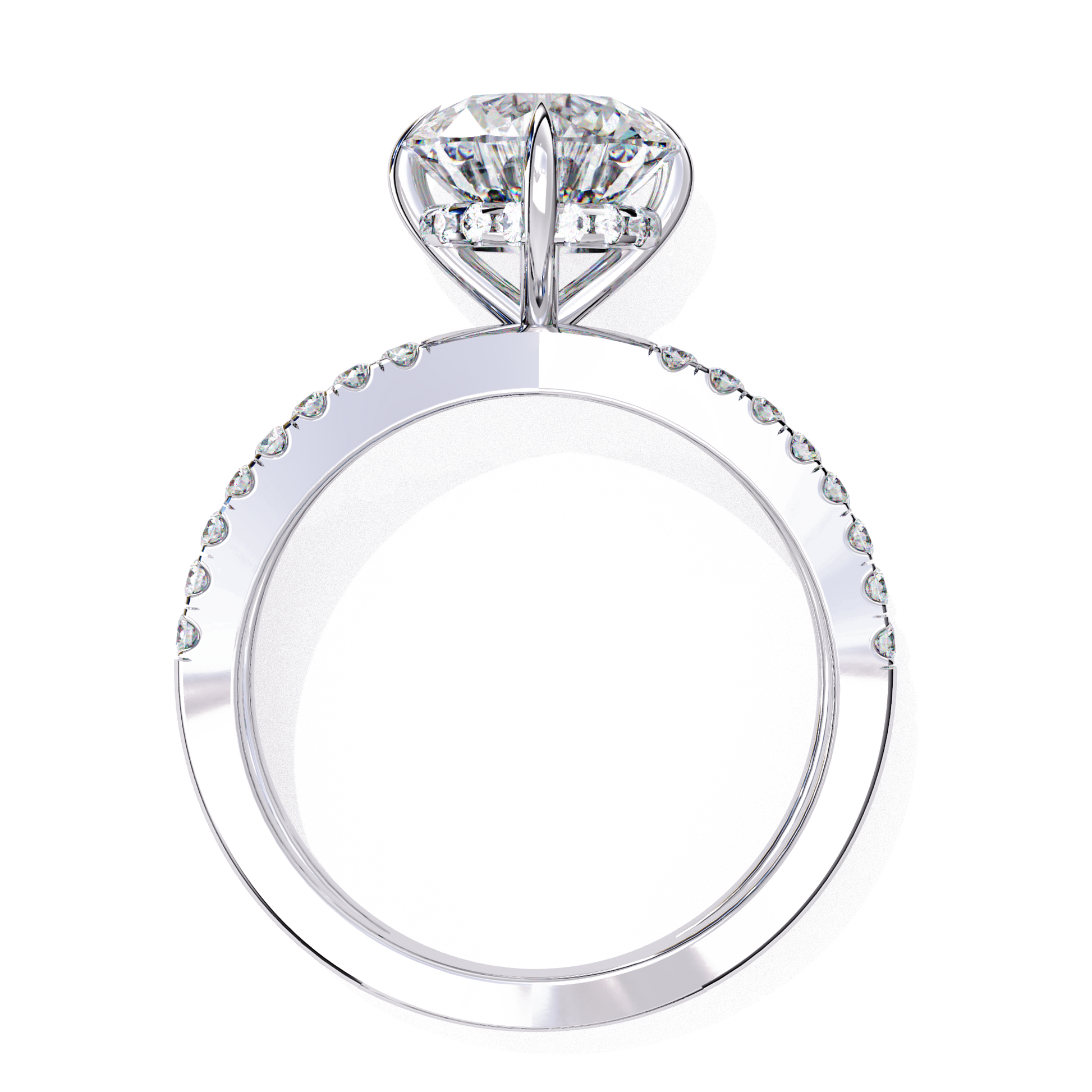 Athena — Round cut lab grown and natural diamond engagement ring — hidden halo, halo, half pavé — Carat House