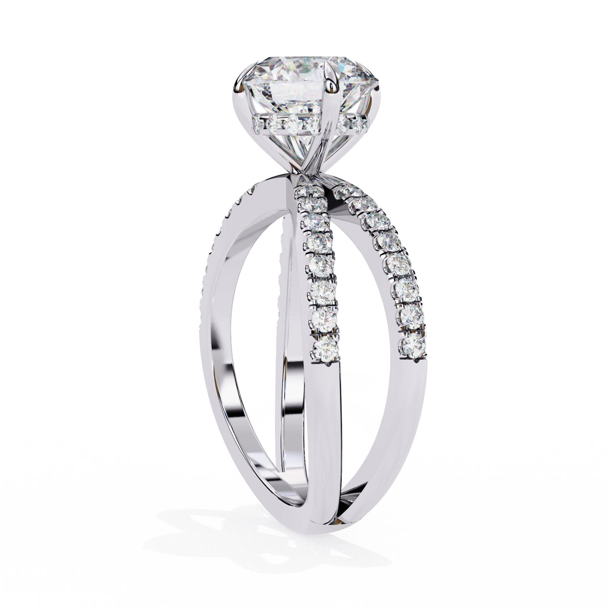 Athena — Round cut lab grown and natural diamond engagement ring — hidden halo, halo, half pavé — Carat House