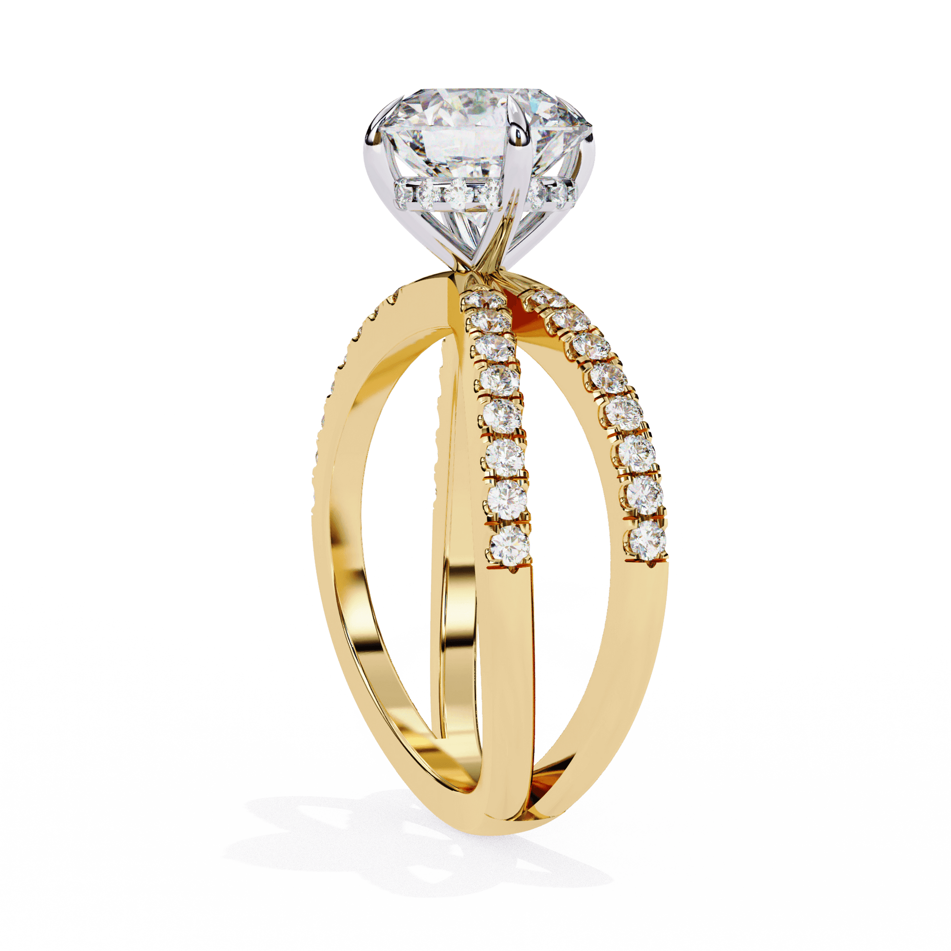 Athena — Round cut lab grown and natural diamond engagement ring — hidden halo, halo, half pavé — Carat House