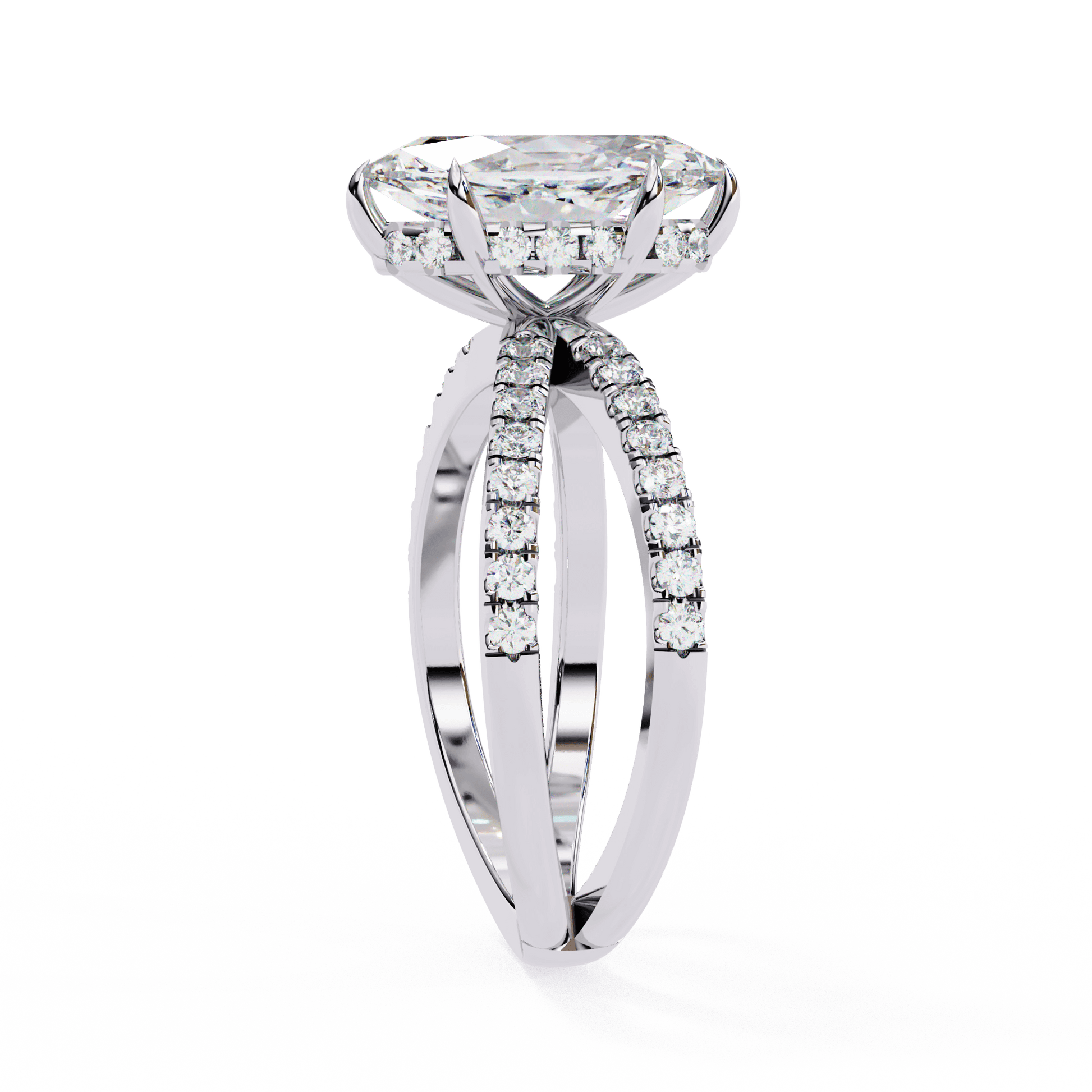 Rosaline — Marquise cut lab grown and natural diamond engagement ring — hidden halo, halo, half pavé — Carat House