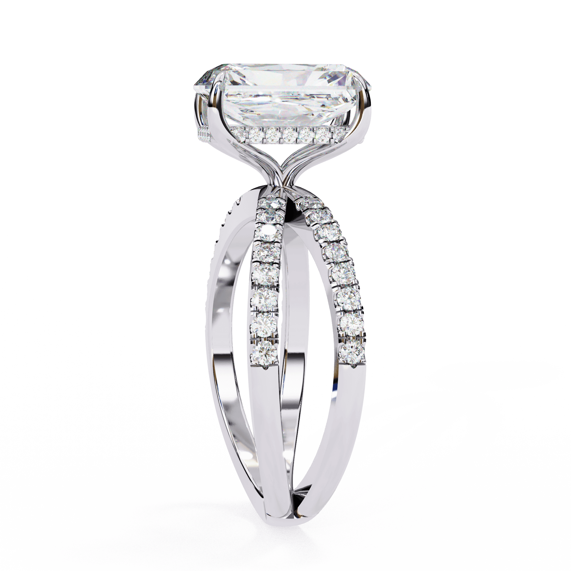 Constance — Radiant cut lab grown and natural diamond engagement ring — hidden halo, halo, half pavé — Carat House