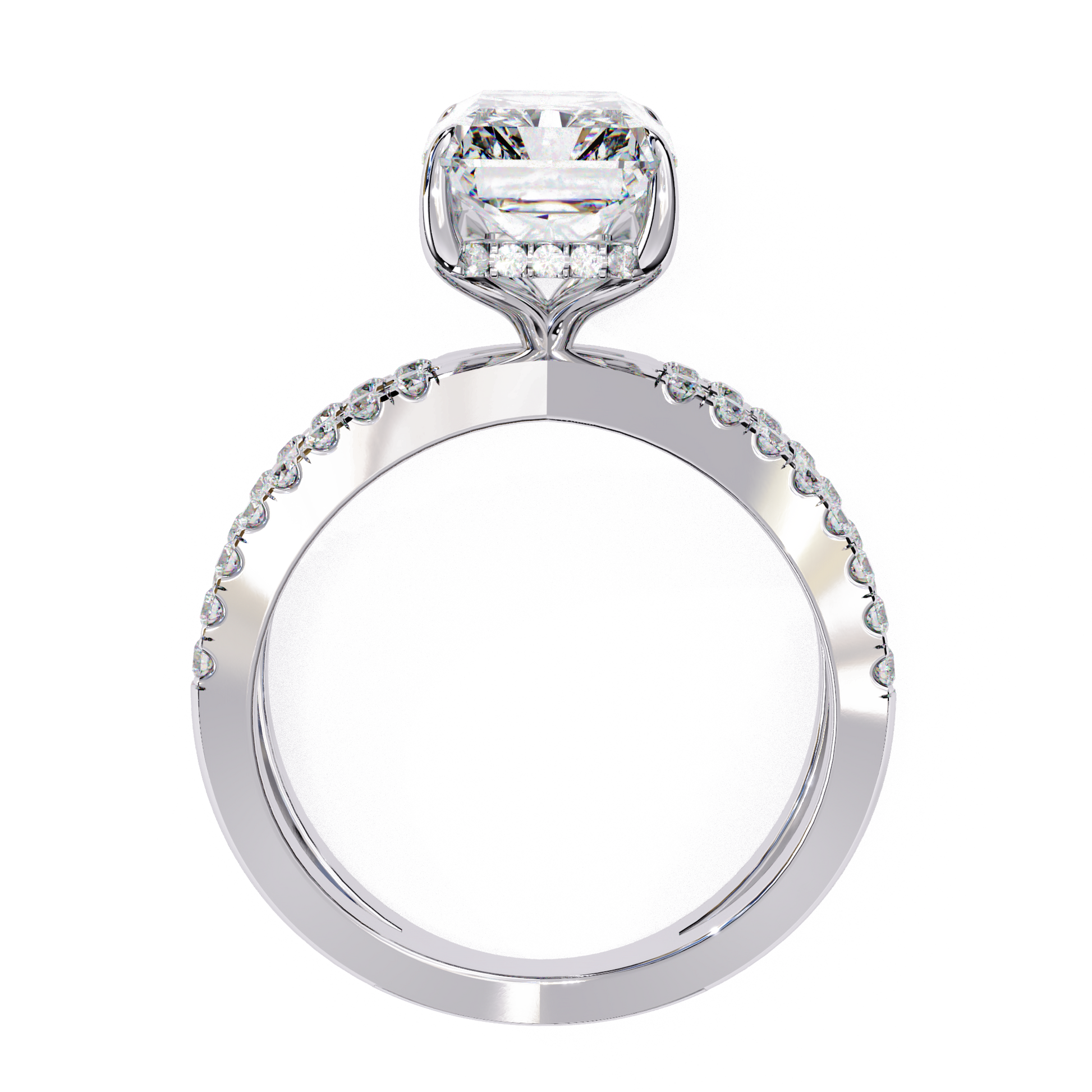 Constance — Radiant cut lab grown and natural diamond engagement ring — hidden halo, halo, half pavé — Carat House