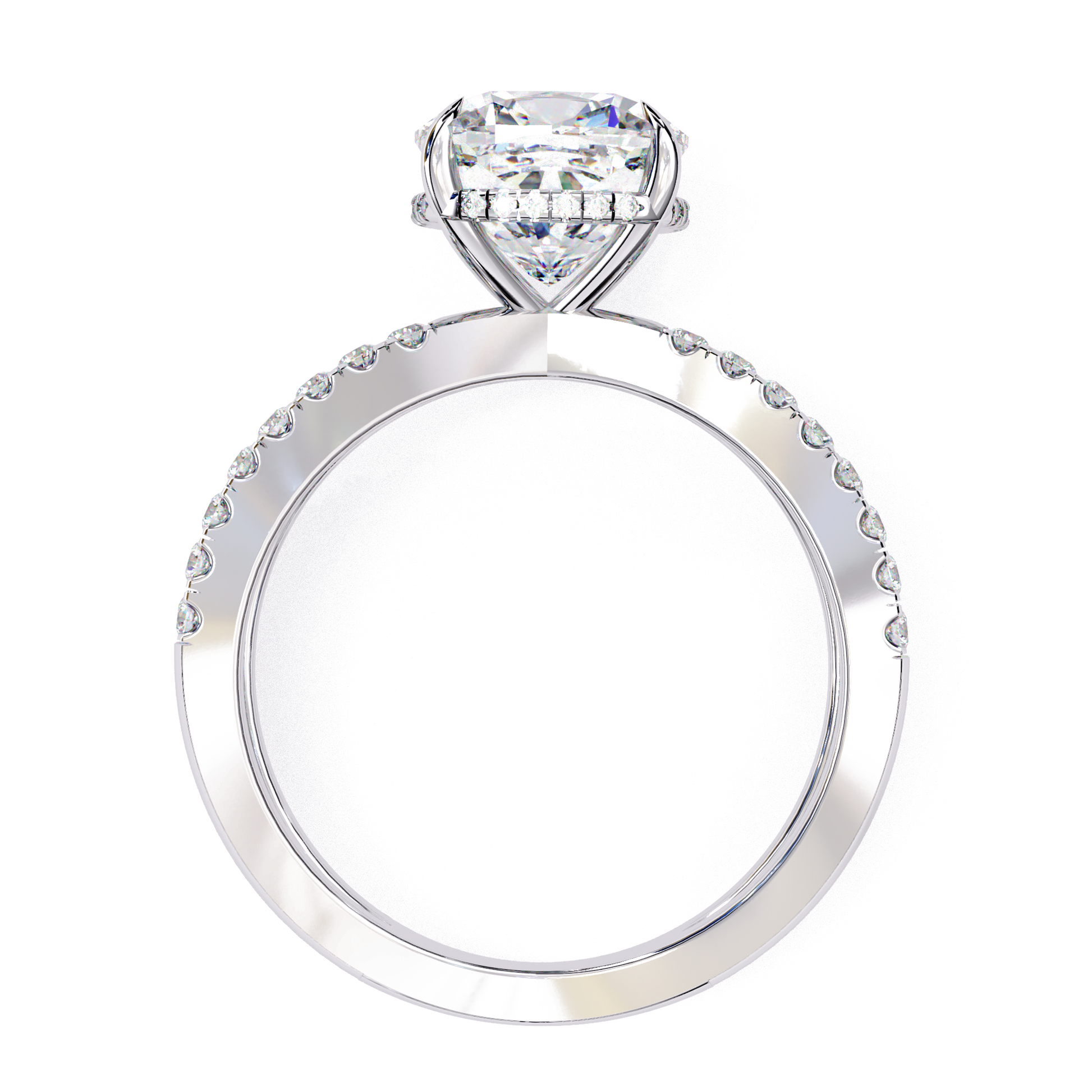 Anna — Cushion cut lab grown and natural diamond engagement ring — hidden halo, halo, half pavé — Carat House