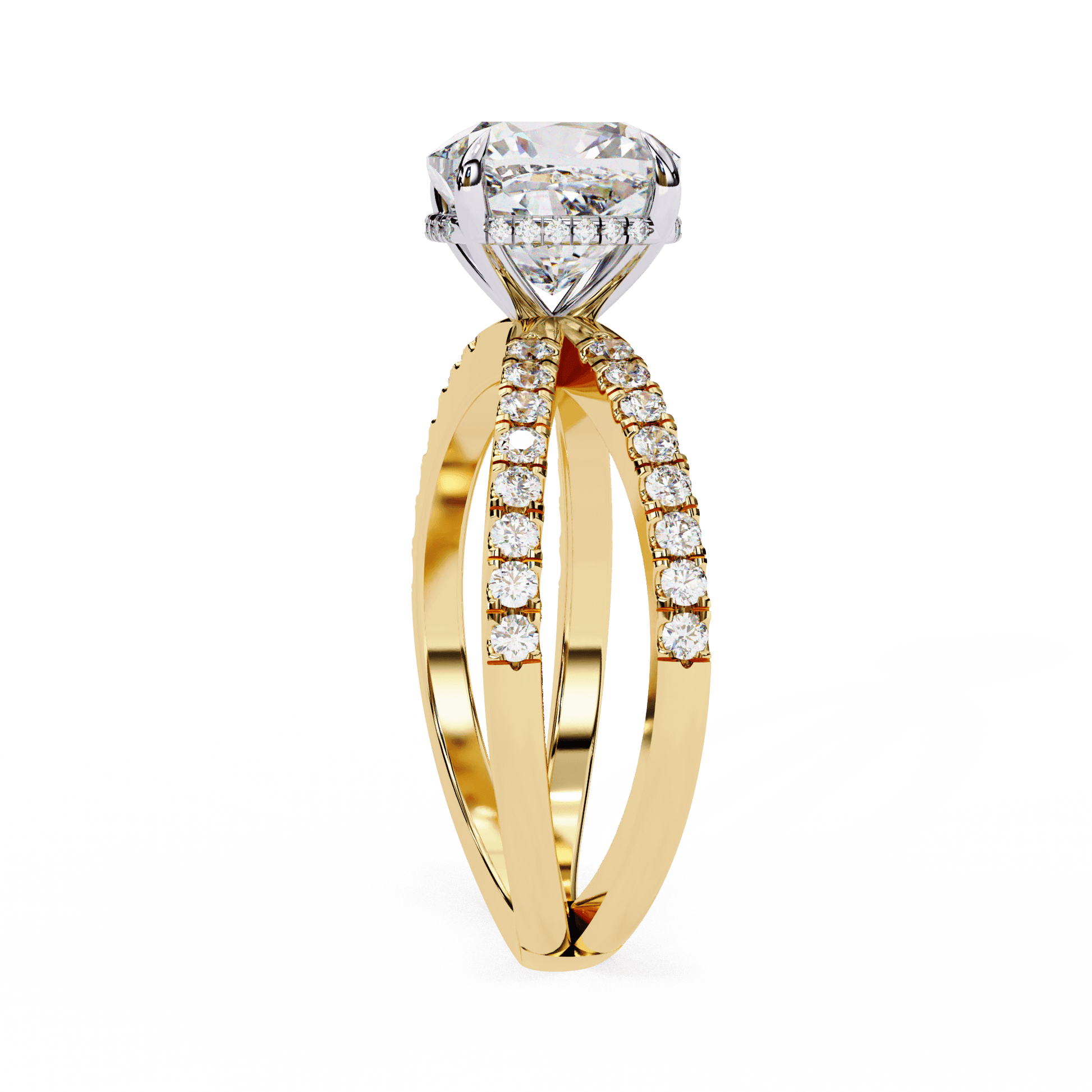 Anna — Cushion cut lab grown and natural diamond engagement ring — hidden halo, halo, half pavé — Carat House