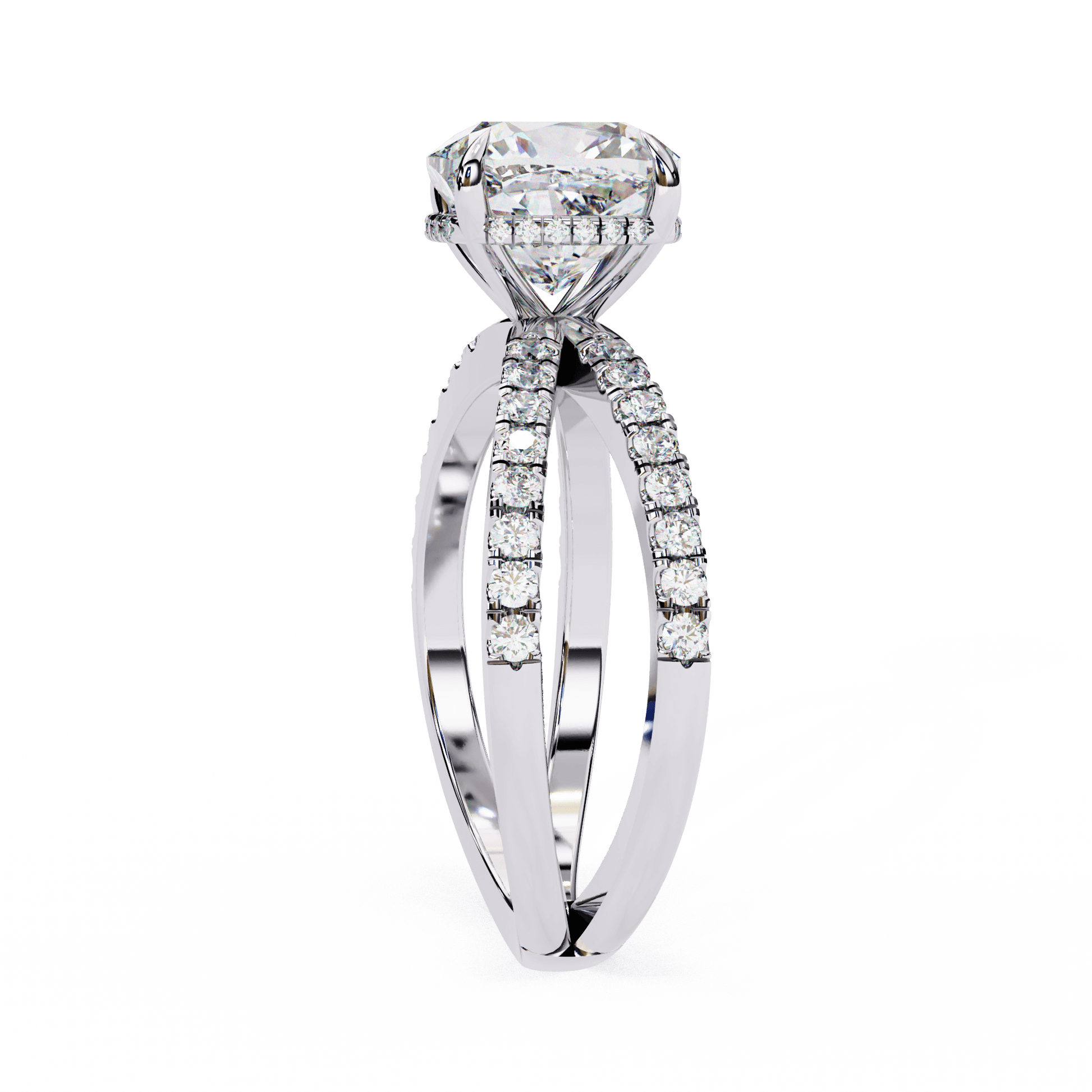 Anna — Cushion cut lab grown and natural diamond engagement ring — hidden halo, halo, half pavé — Carat House