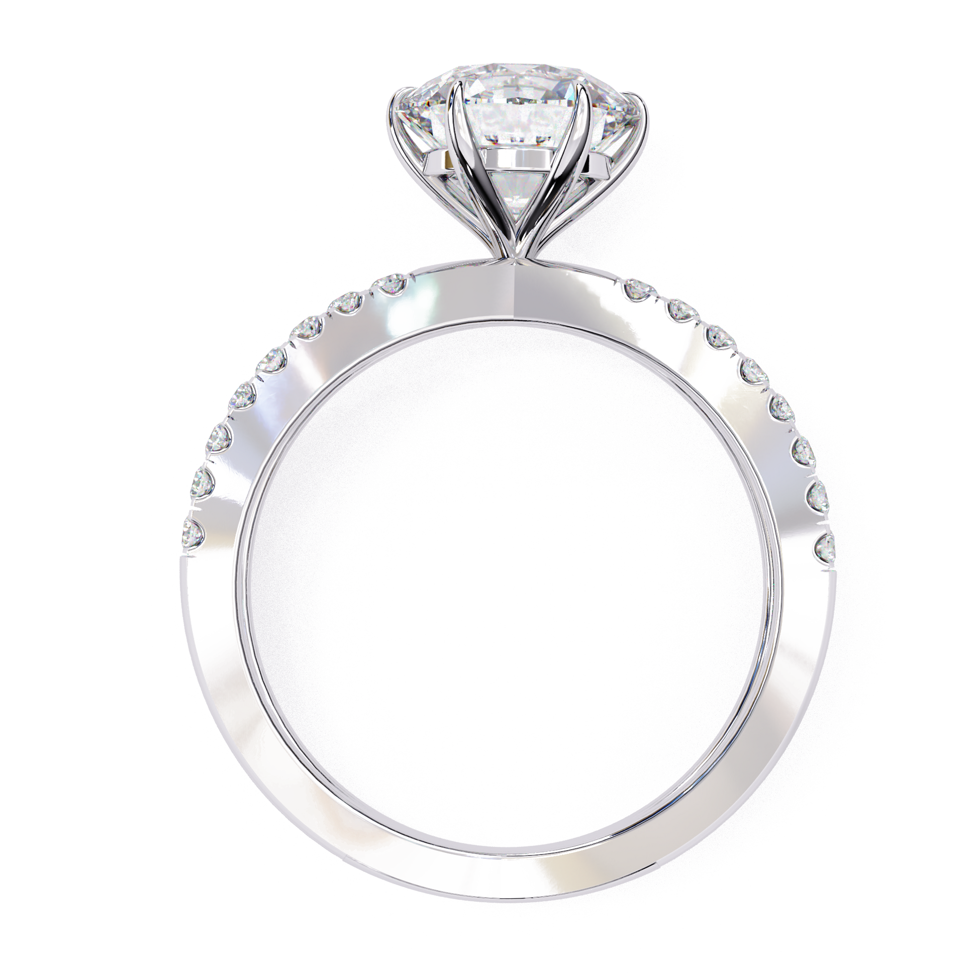 Aphrodite — Round cut lab grown and natural diamond engagement ring — half pavé, split shank — Carat House