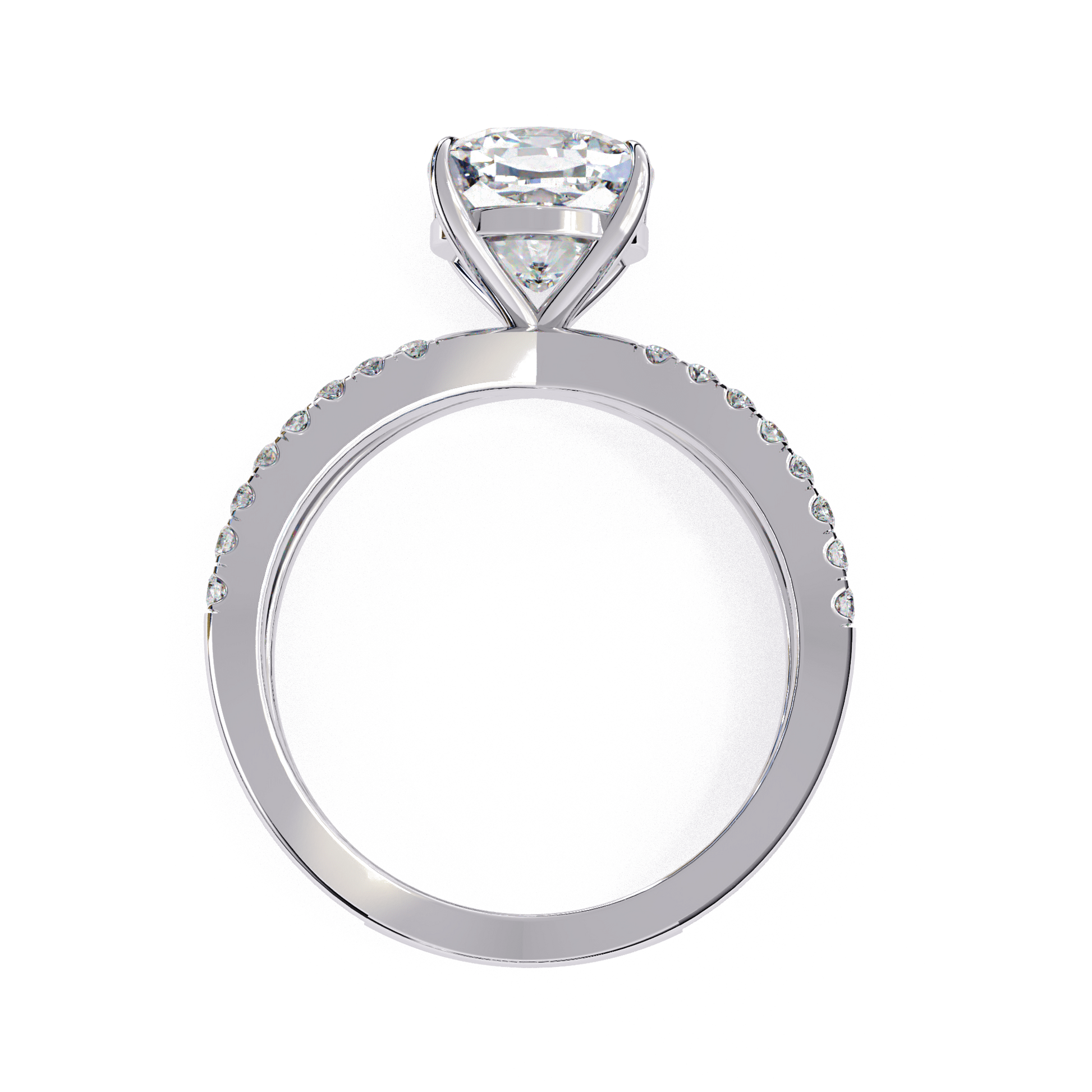 Amani — Cushion cut lab grown and natural diamond engagement ring — half pavé, split shank — Carat House