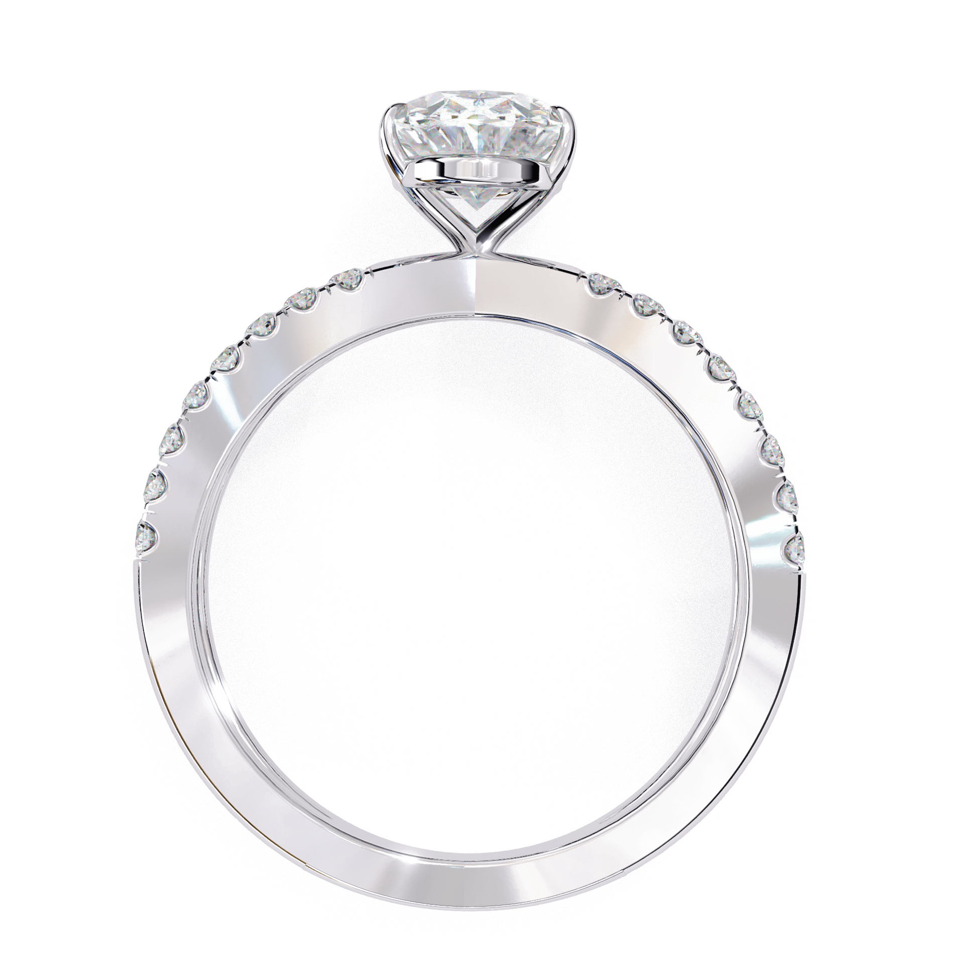 Alayna — Oval cut lab grown and natural diamond engagement ring — half pavé, split shank — Carat House